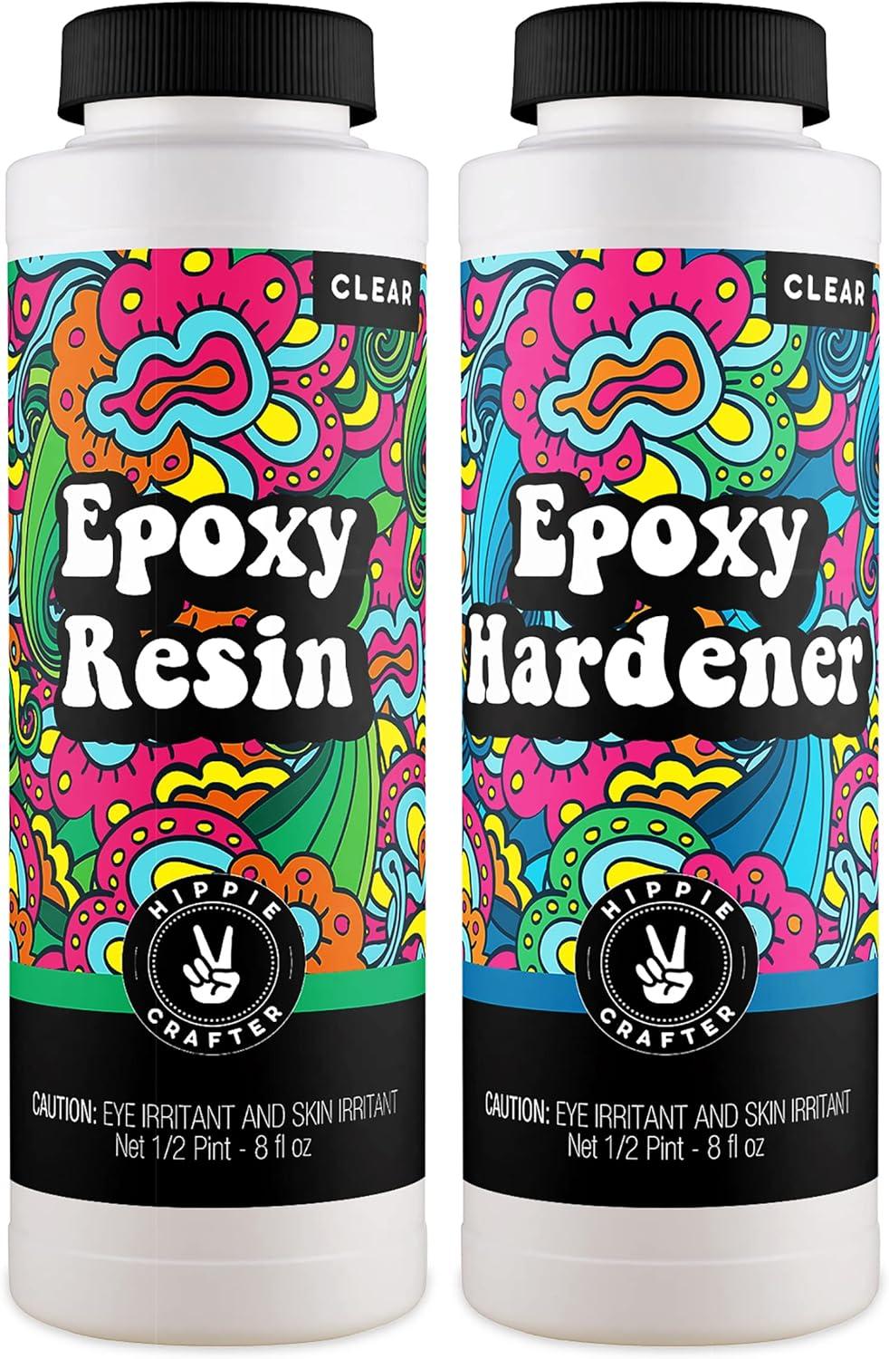 Crystal Clear Epoxy Resin Kit, 1/8 Gallon Total, 2-Part, Includes Two 16 Oz Bottles, for Tumblers, Wood, Tabletop, Countertop, Bar Crafts, Art, Molds, and Casting Projects