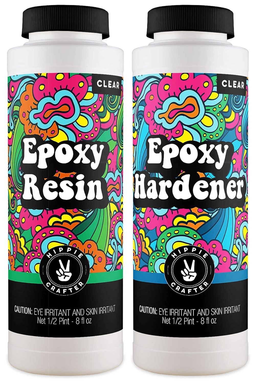 Crystal Clear Epoxy Resin Kit, 1/8 Gallon Total, 2-Part, Includes Two 16 Oz Bottles, for Tumblers, Wood, Tabletop, Countertop, Bar Crafts, Art, Molds, and Casting Projects