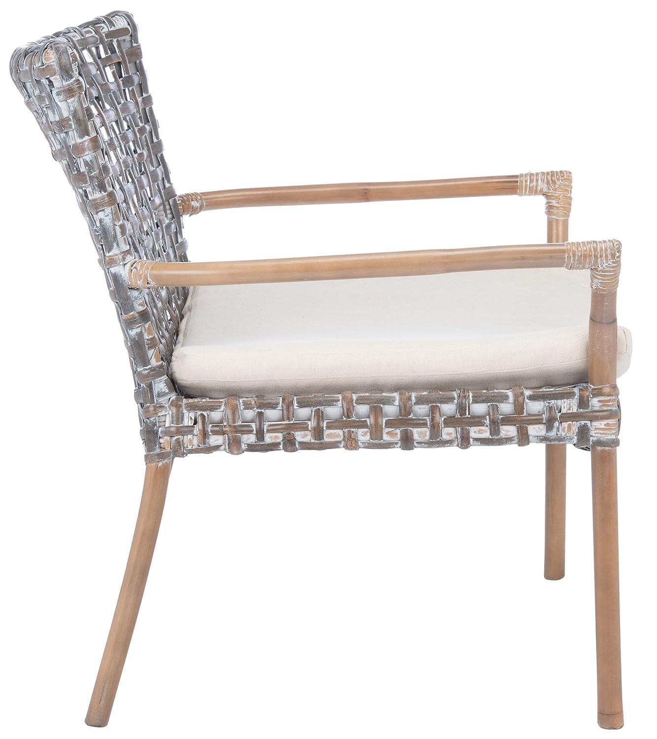 Collette Rattn Accent Chair W/ Cushion - ACH6515 - White/White Washed - Safavieh