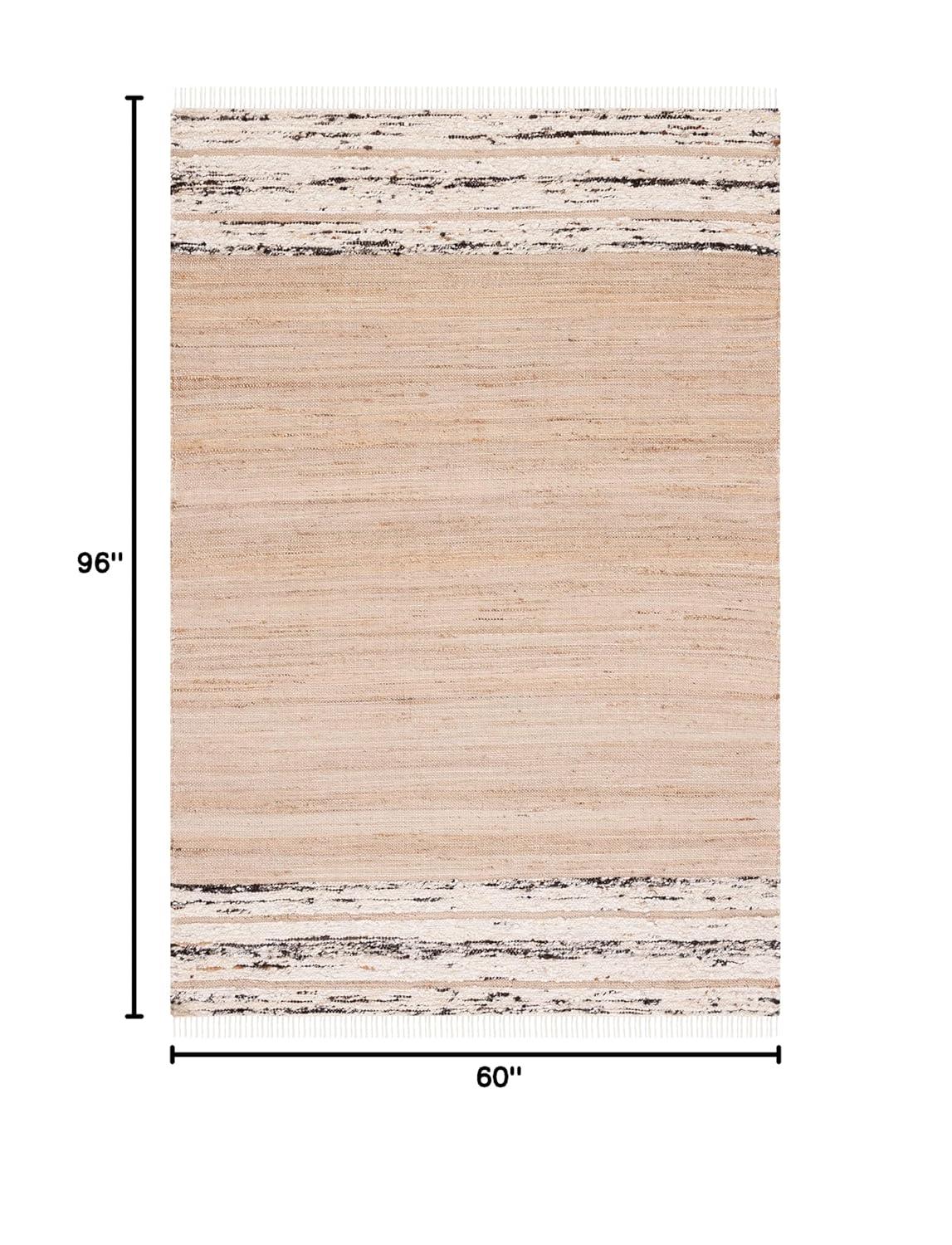 Natura NAT871 Hand Woven Area Rug - Natural/Black - 5'x8' - Safavieh.