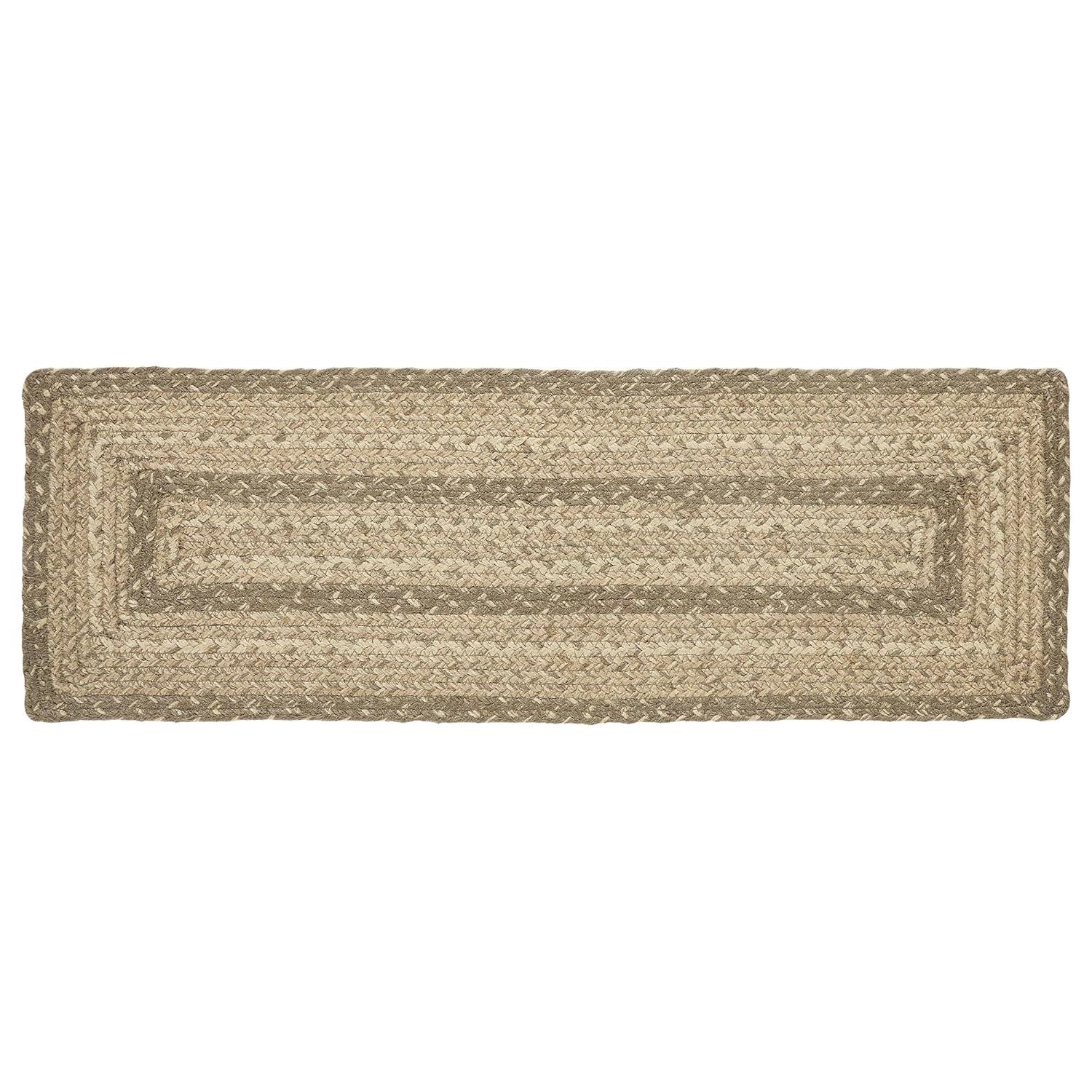 VHC Brands Cobblestone Stair Tread, Jute Blend, Rect, Tan Grey White, 8.5 x 27 inches