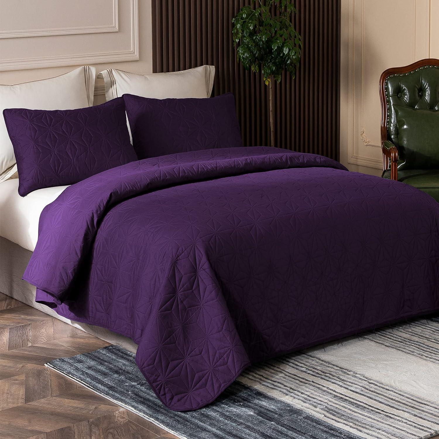 3-Piece King Size Quilt Set Purple - 3 Piece - King