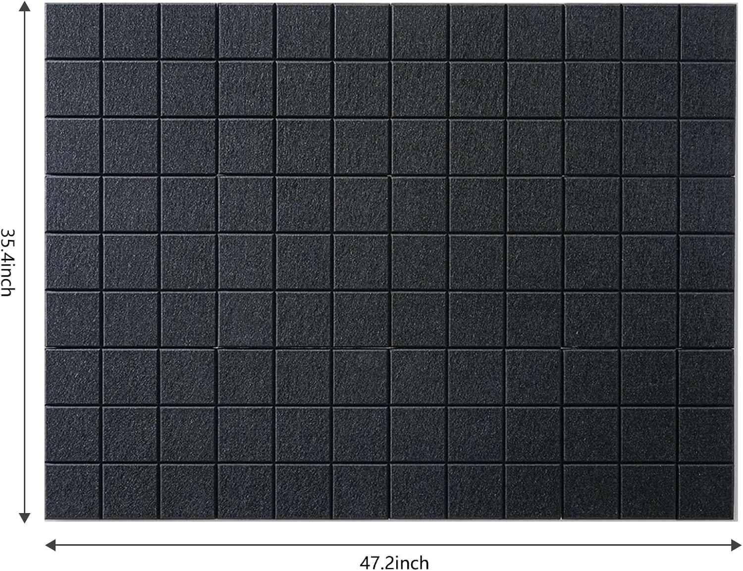 Large Cork Board Alternative 48" x 36", Black Bulletin Board, 12 Pack Felt Wall Tiles With 50 Pushpins, Pin Board Tack Board for Office (Dark Blue)