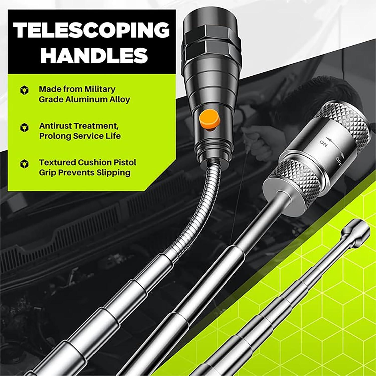 Telescoping Magnetic Pickup Tool with Strong Pull Force: Non-Slip Extendable Magnet Pickup Tool: Telescopic Magnetic Pick-Up Tool with Extra Strong Magnet: Extendable Magnet Stick (Yellow)