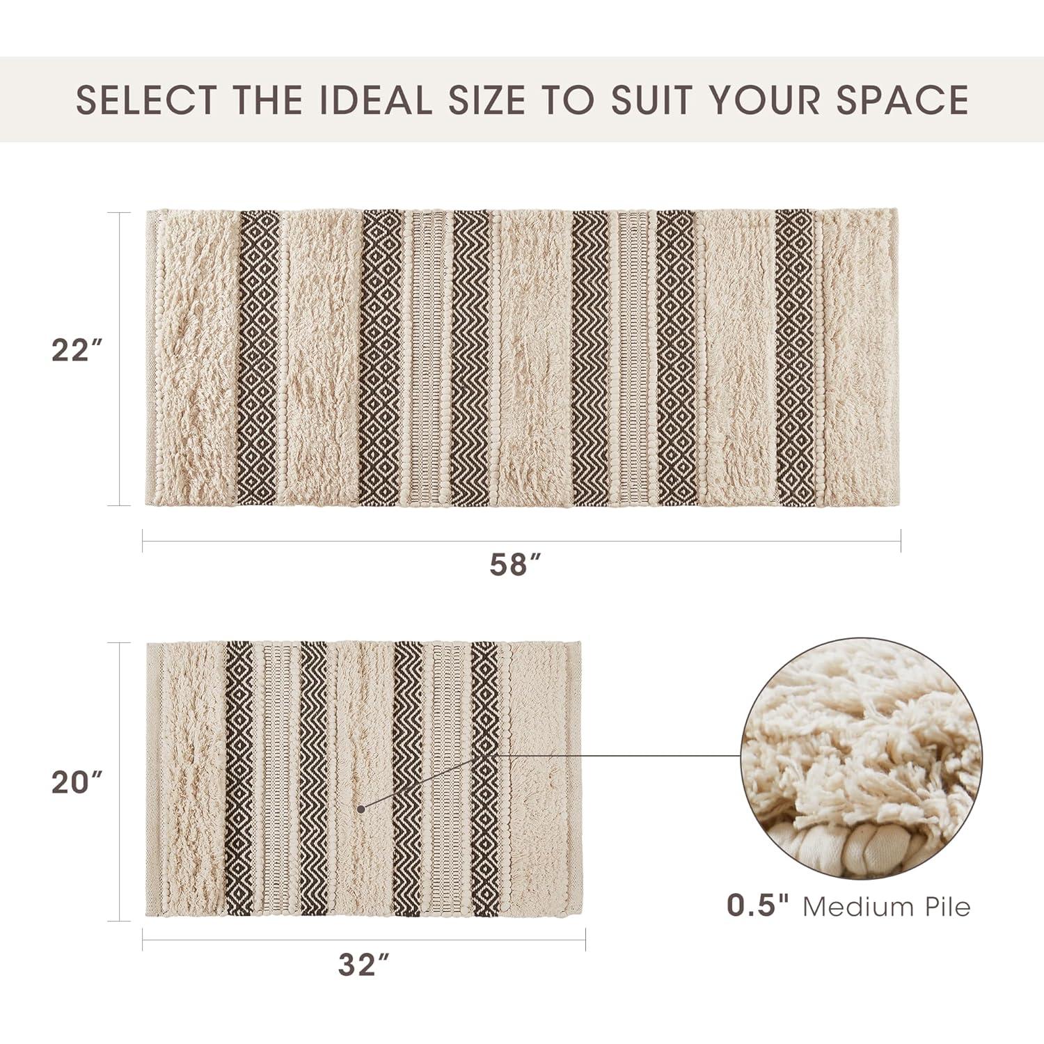 INK+IVY Asher Cotton Blend Bath Rug with Non-Slip Backing