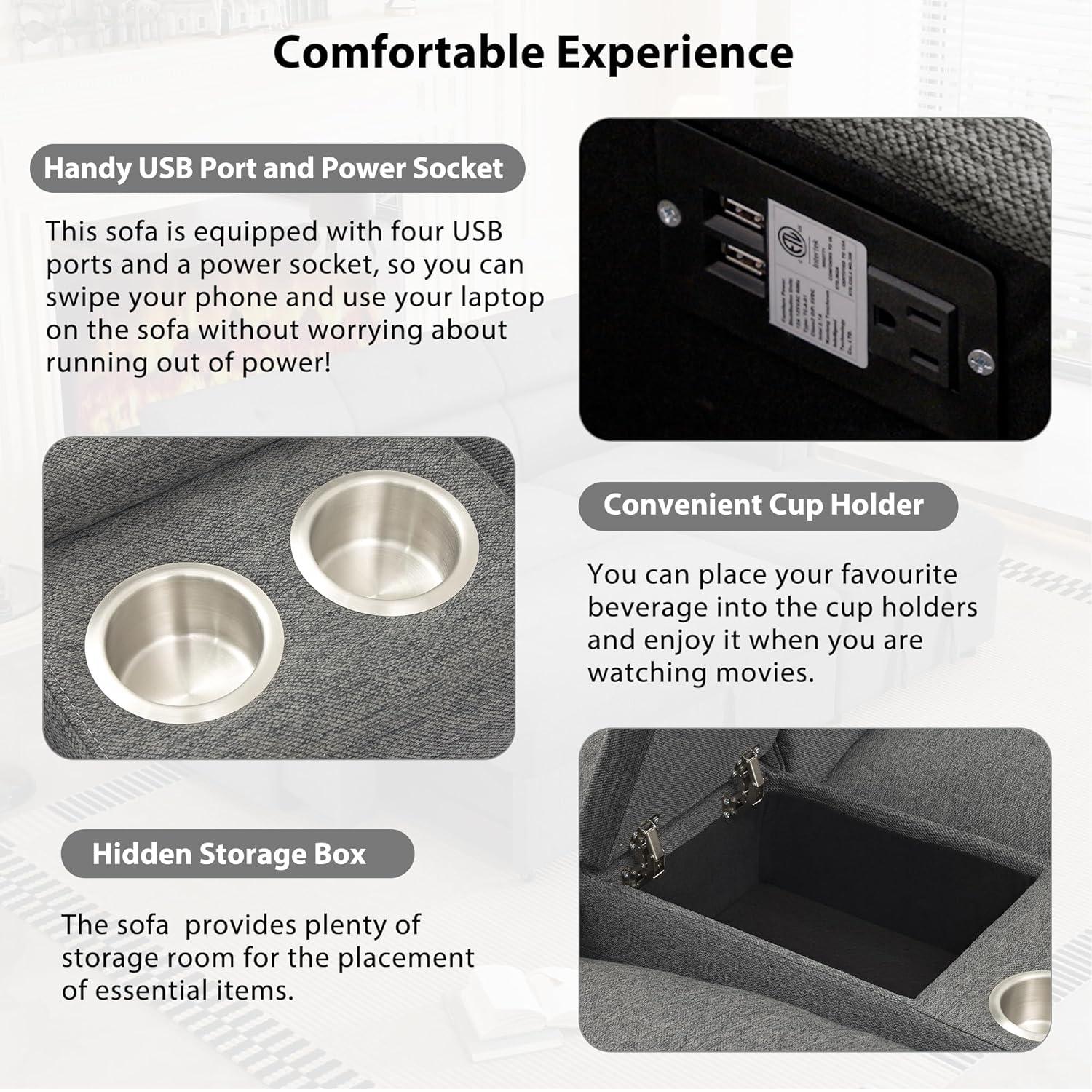 LUMISOL Large Corduroy Fabric Sofa Couch with Ottoman for Living Room, L Shaped Sectional Sofa Couch, 98" L Modular Corner Sectional Sofa for Spacious Space Office, Beige