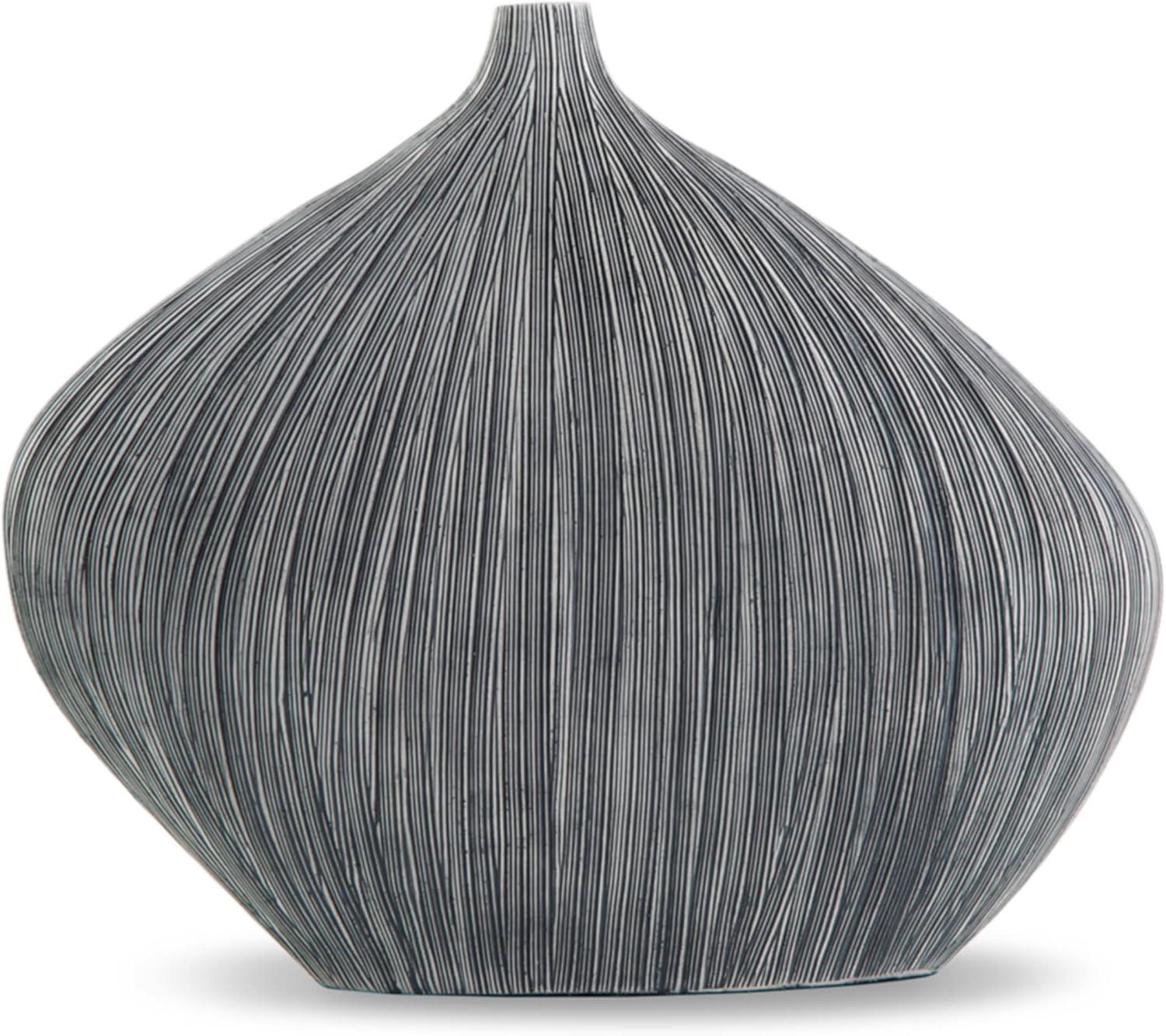 Benjara Crew Decorative Vase, Asymmetrical Design, Black Polyresin Frame, 16 Inch