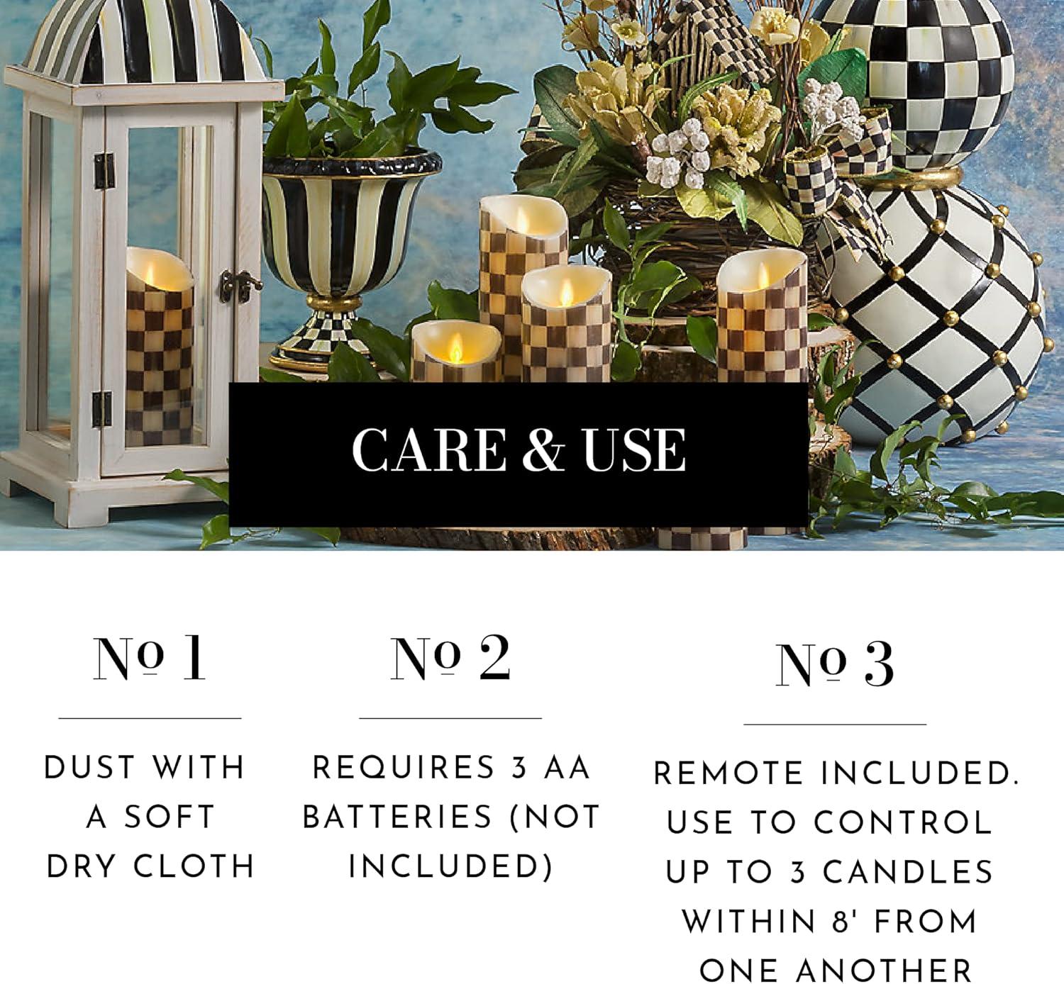 MacKenzie-Childs Courtly Check® Flicker 3 AA Pillar Candle