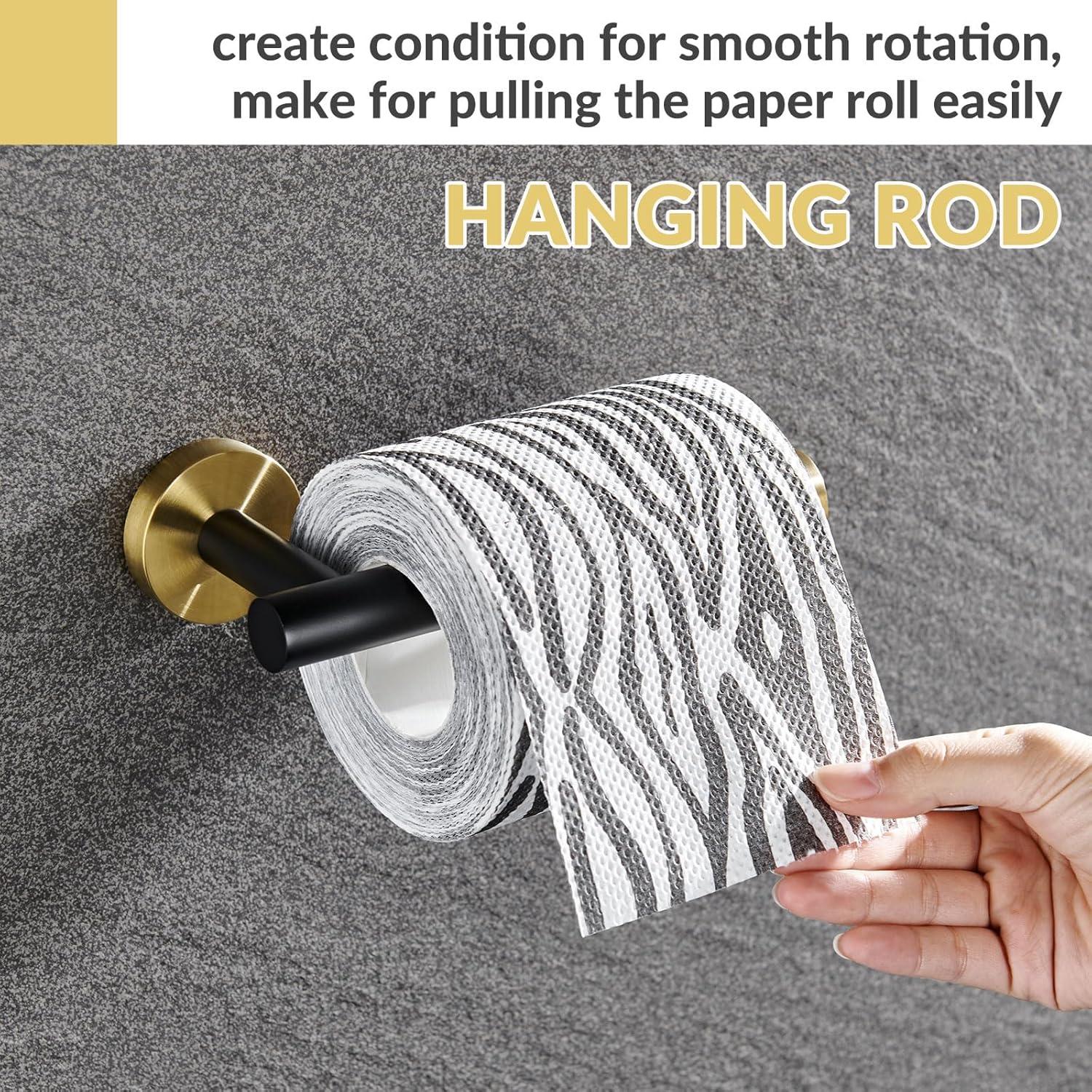 LANFENG Matte Black Double Post Pivoting Wall Mounted Stainless Steel Toilet Paper Holder for Bathroom RV  by RARXTR