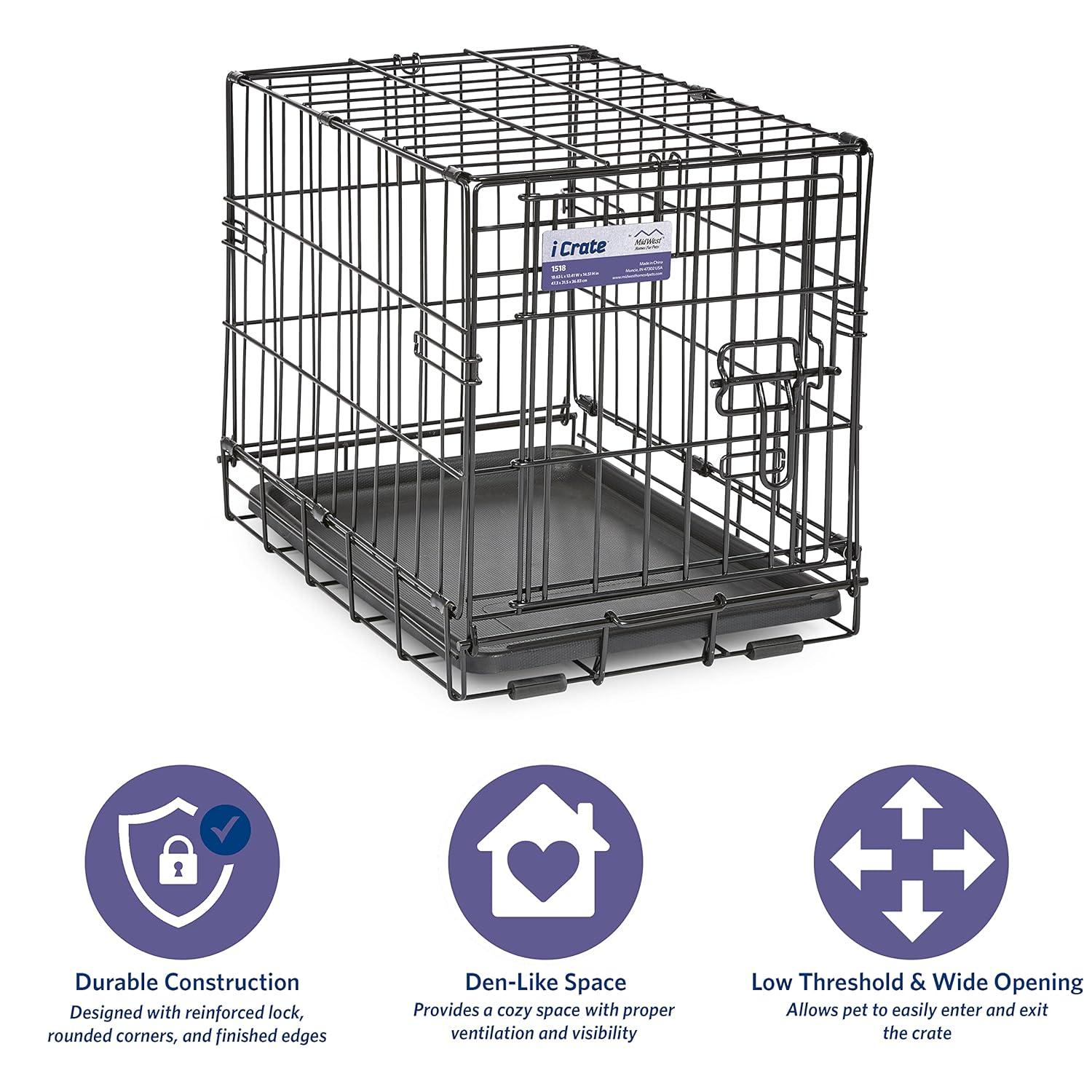 MidWest Homes for Pets Newly Enhanced Single Door iCrate Dog Crate Includes Divider Panel