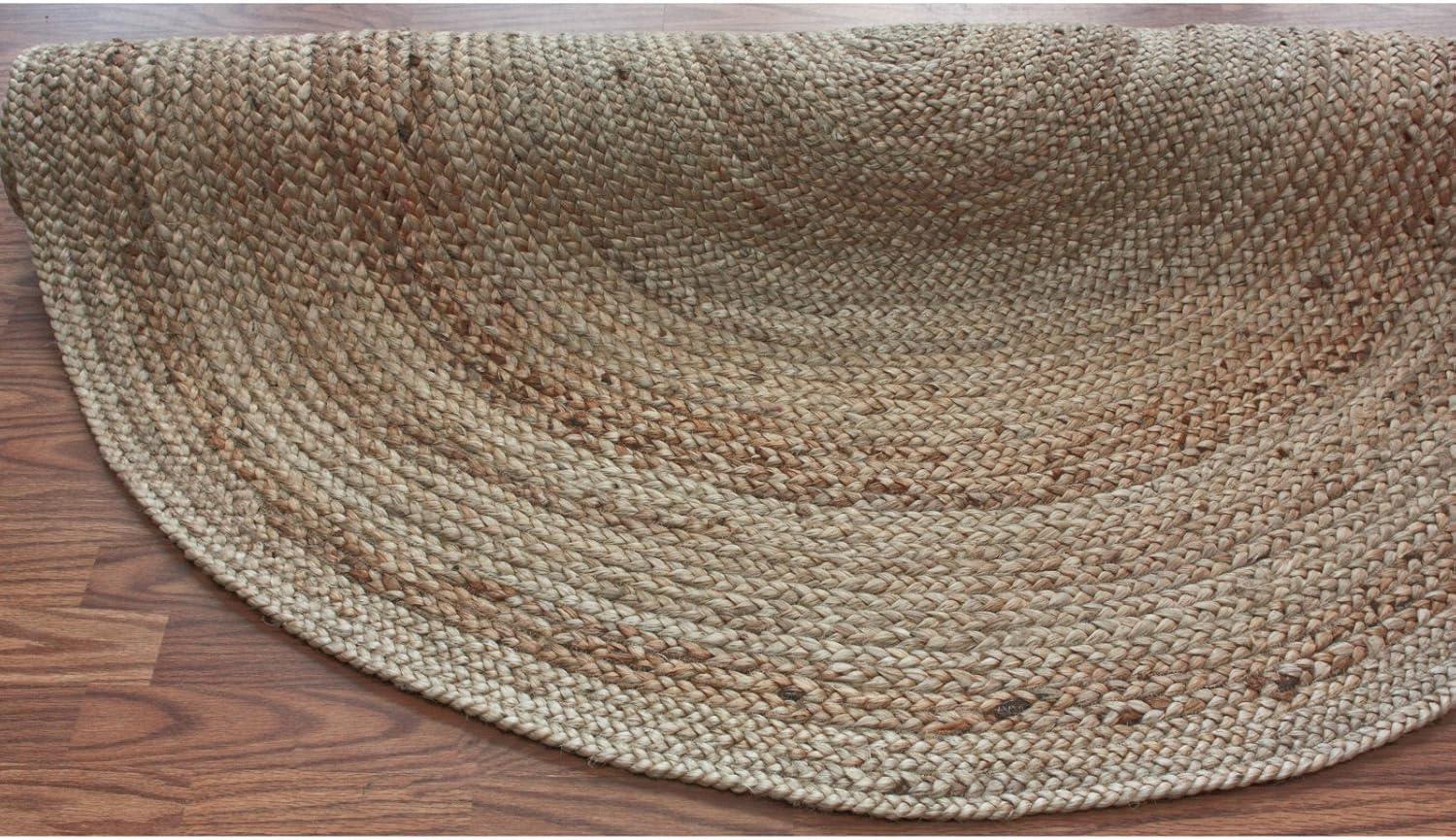 5'x8' Oval Hand Woven Rigo Jute Area Rug Natural - nuLOOM: Modern Braided Indoor Flat Pile Rug, Off-White