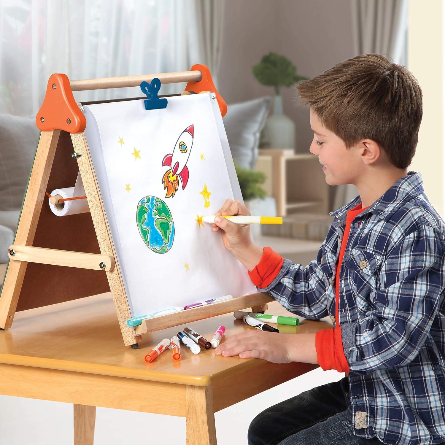 Discovery Kids Tabletop Easel 3-In-1 Art Center, with Whiteboard, Chalkboard And Paper Surfaces