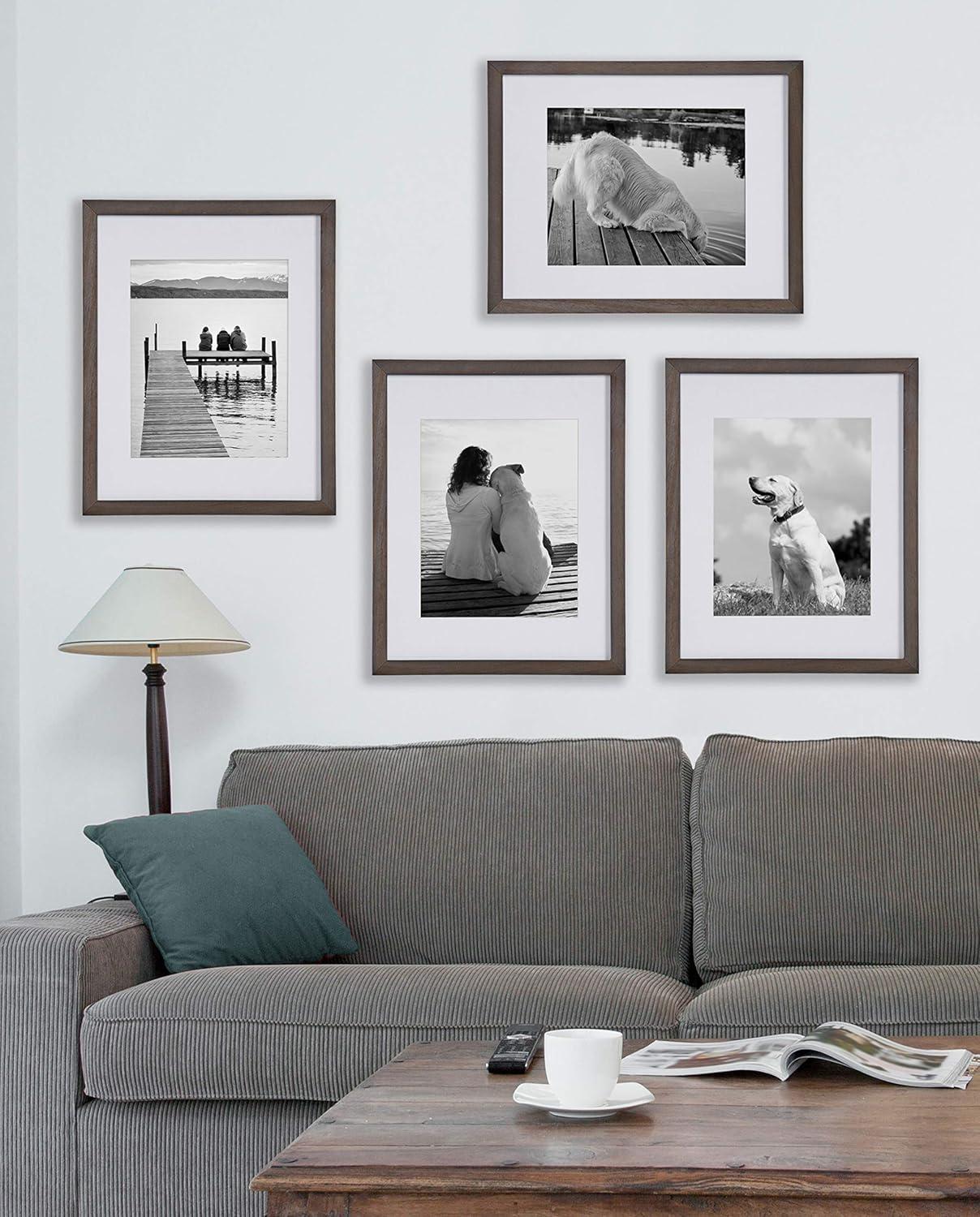 DesignOvation Gallery Rectangle Wood Wall Frame, 11x14 matted to 8x10, Gray