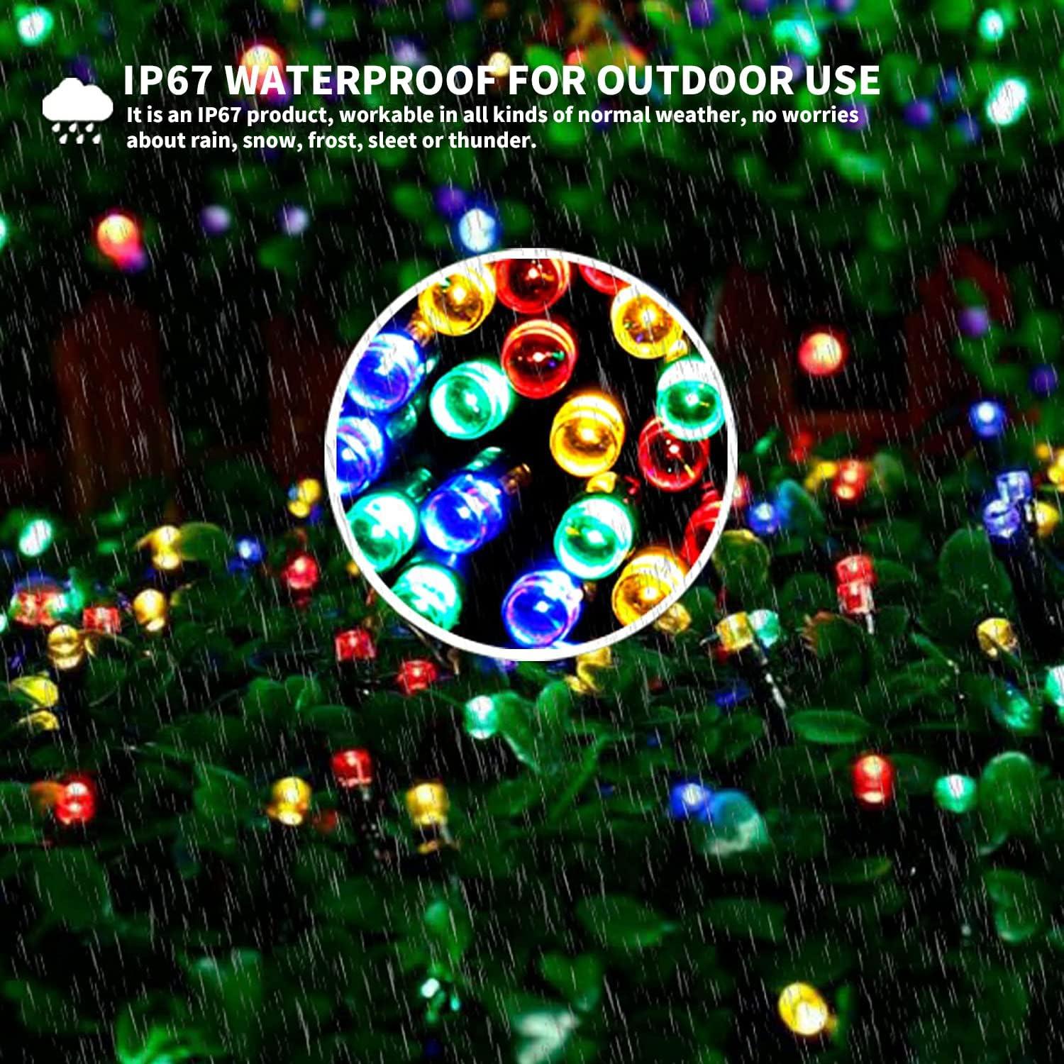 Agvmi 2-Pack Solar Christmas Lights Outdoor Waterproof, 200 LED 72FT Solar Powered String Lights with 8 Modes, Solar Fairy Lights for Xmas Tree Party Wedding Garden Decorations Multi-Colored