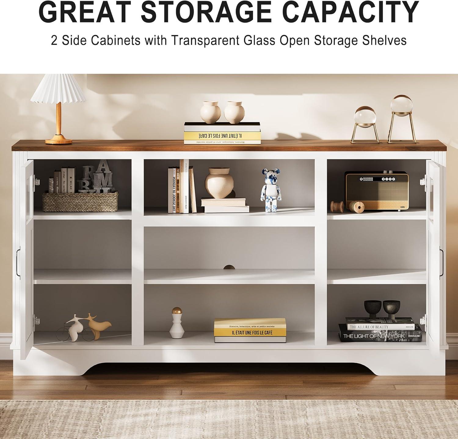 Wrought Studio™ Farmhouse TV Stand With LED Lights, Entertainment Center For 65/60/55 Inches Televisions