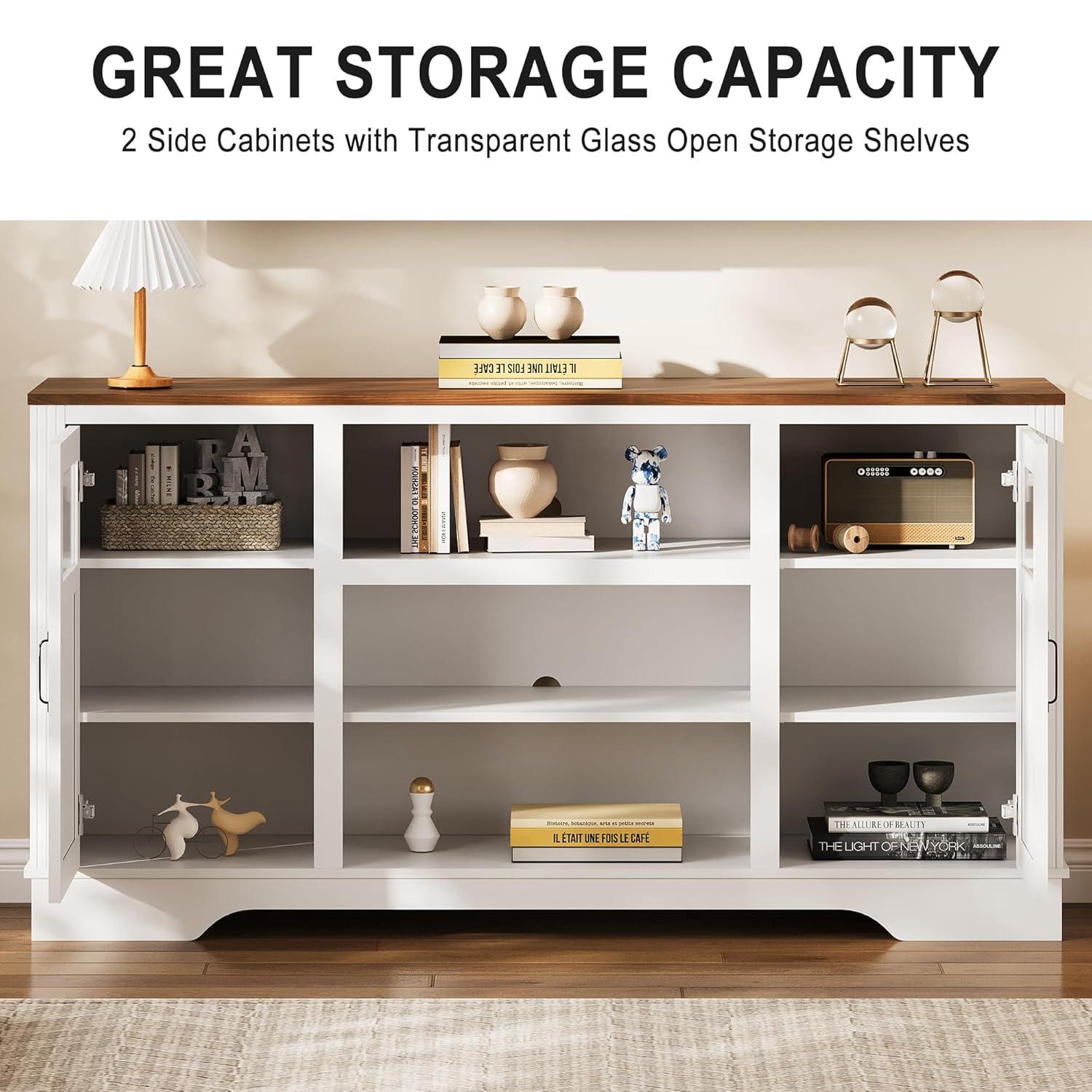 Wrought Studio™ Farmhouse TV Stand With LED Lights, Entertainment Center For 65/60/55 Inches Televisions