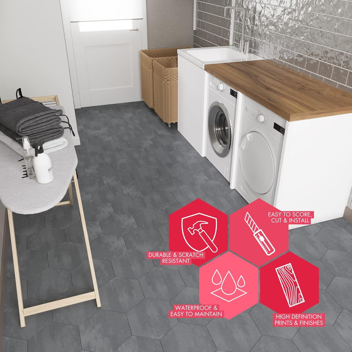 BaseCore HEX Gray 12 MIL x 5.75 in. W Waterproof Peel and Stick Vinyl Plank Sample