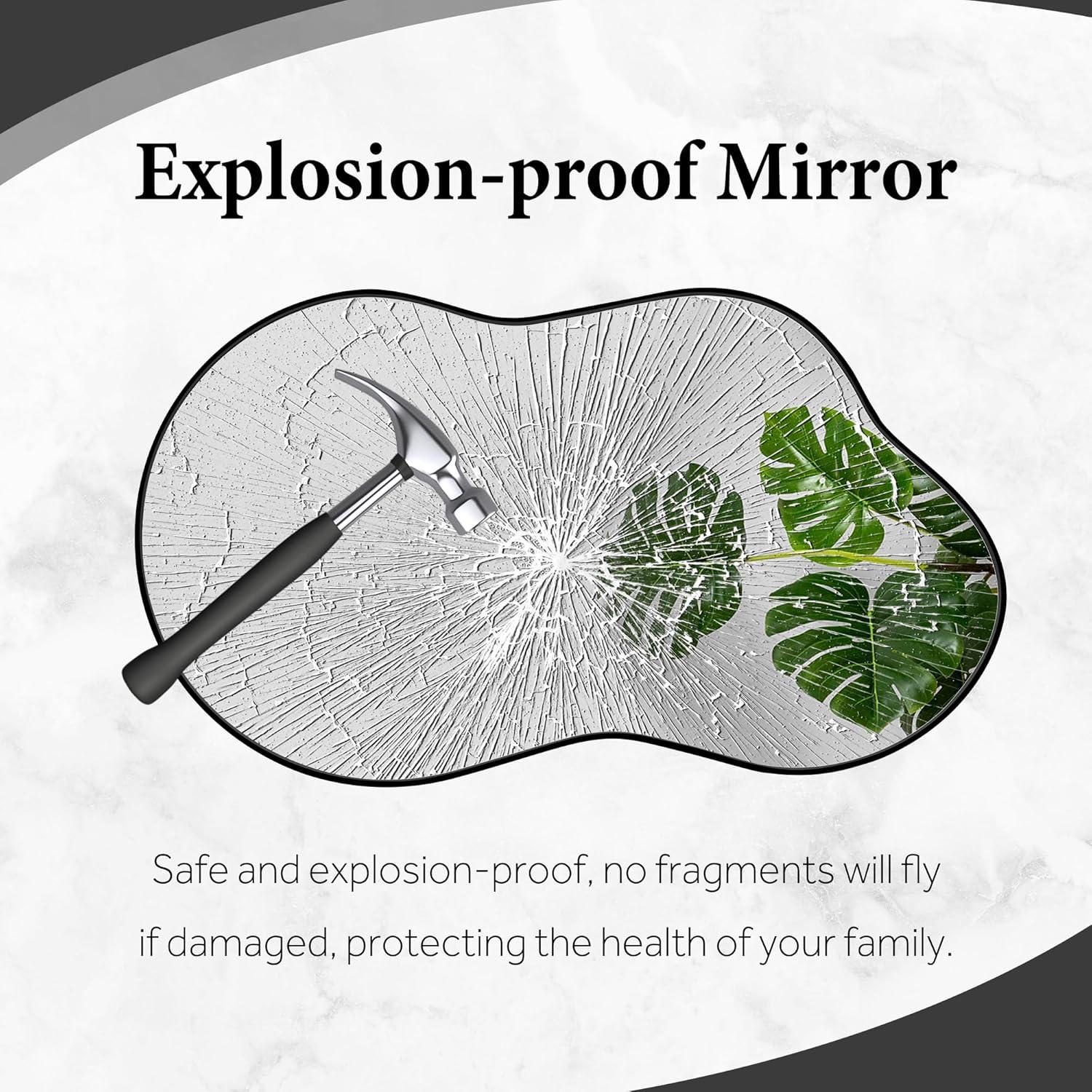 Funtouch Irregular Wall Mirrors 24"x 36" Cloud Shaped Mirrors for Bathroom, Aluminum Alloy Frame Black