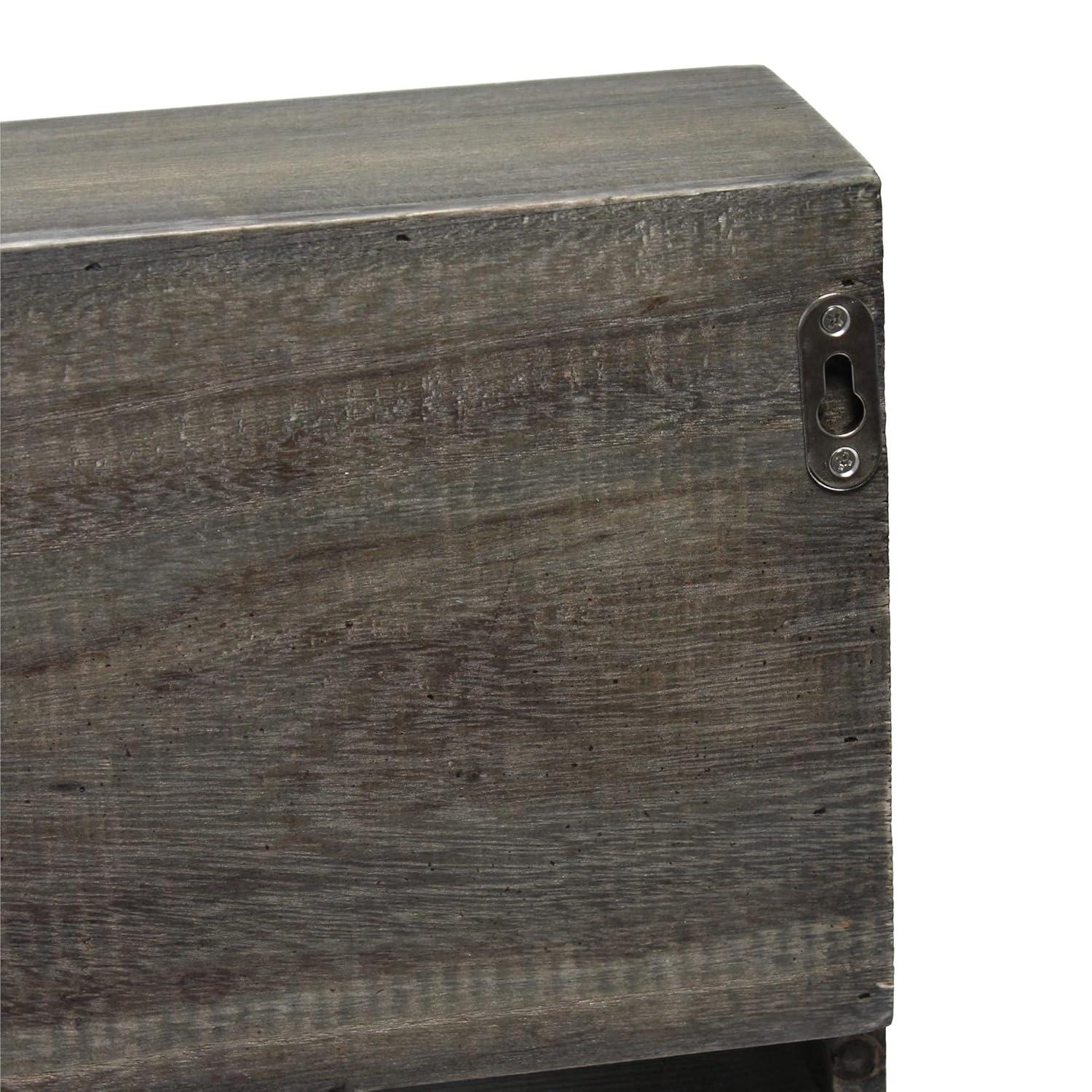 Bartow Wall Mounted Wood Wine Rack Shelf with Glass Holder Gray Wash - Elegant Designs