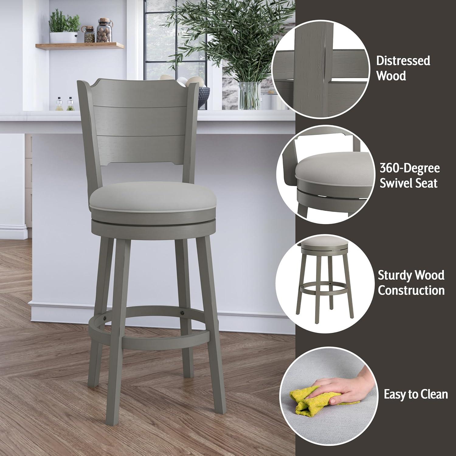 30.25" Clarion Swivel Barstool Distressed Gray - Hillsdale Furniture