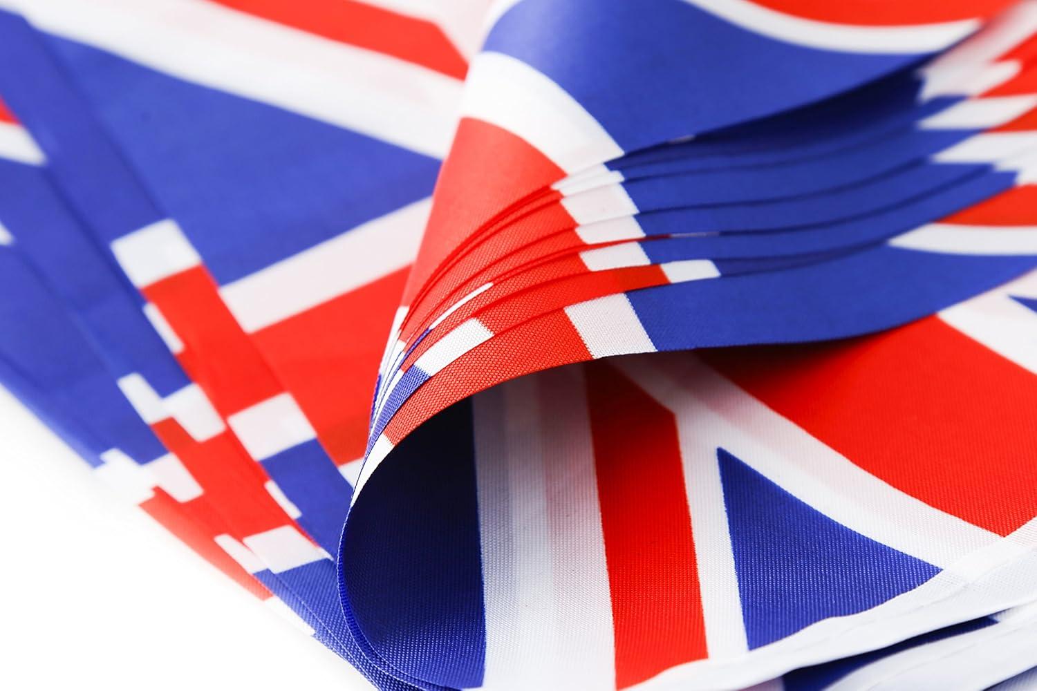 UK British Flag,100Feet/76Pcs United Kingdom Union Jack National Country World Pennant Flags Banner,Party Decoration Supplies for,Bar,Indoor and Outdoor Flags,Intarnational Festival