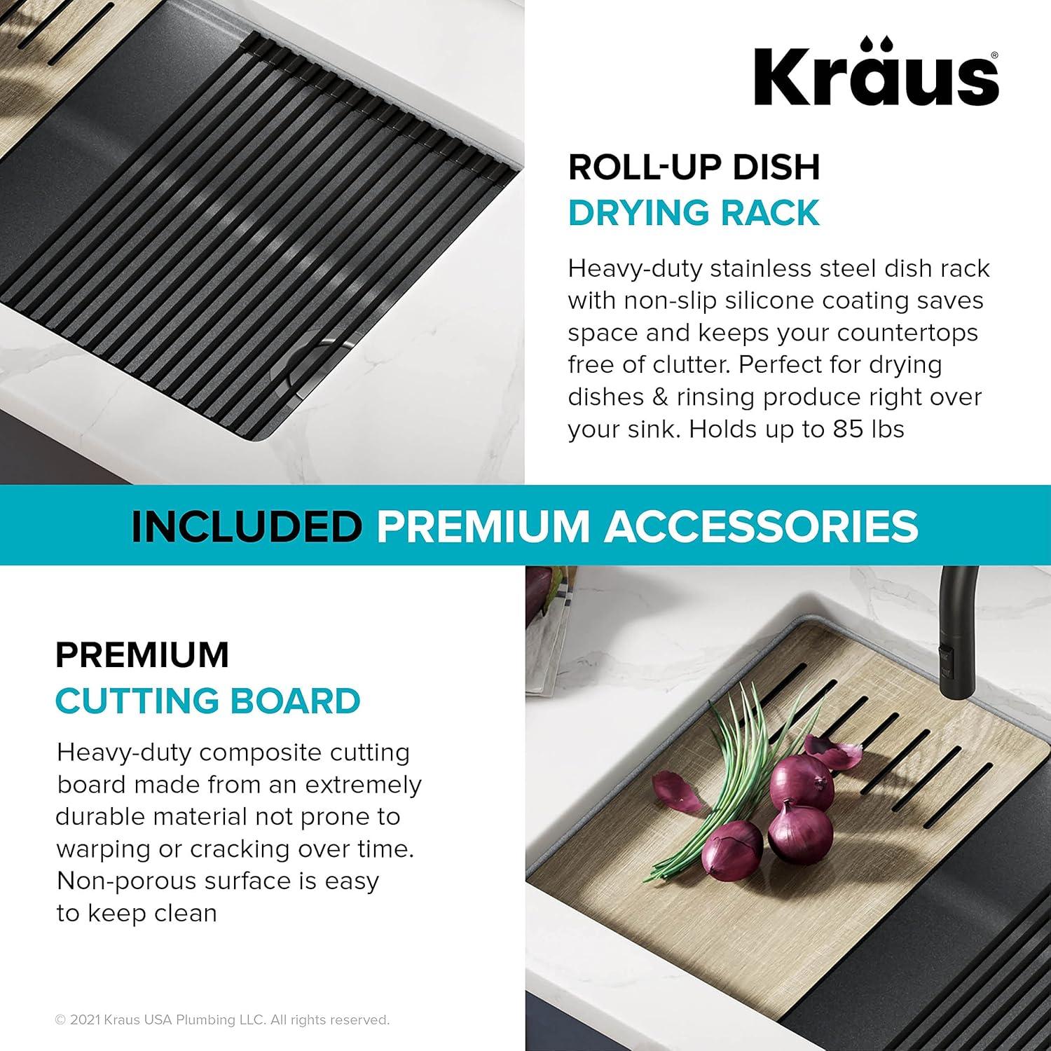 29 in. KRAUS Bellucci Workstation Undermount Granite Composite Single Bowl Kitchen Sink with Accessories