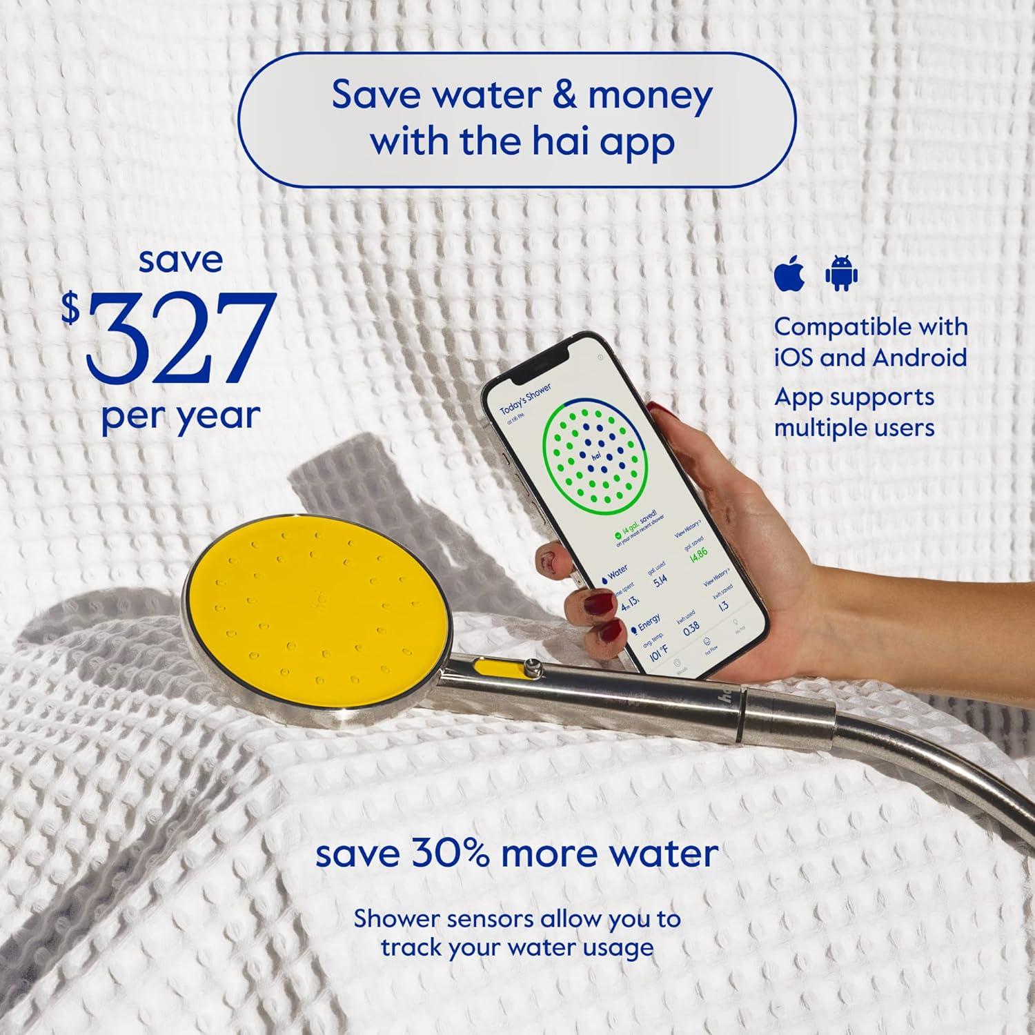 Citron Stainless Steel Bluetooth Handheld Showerhead with LED Alerts