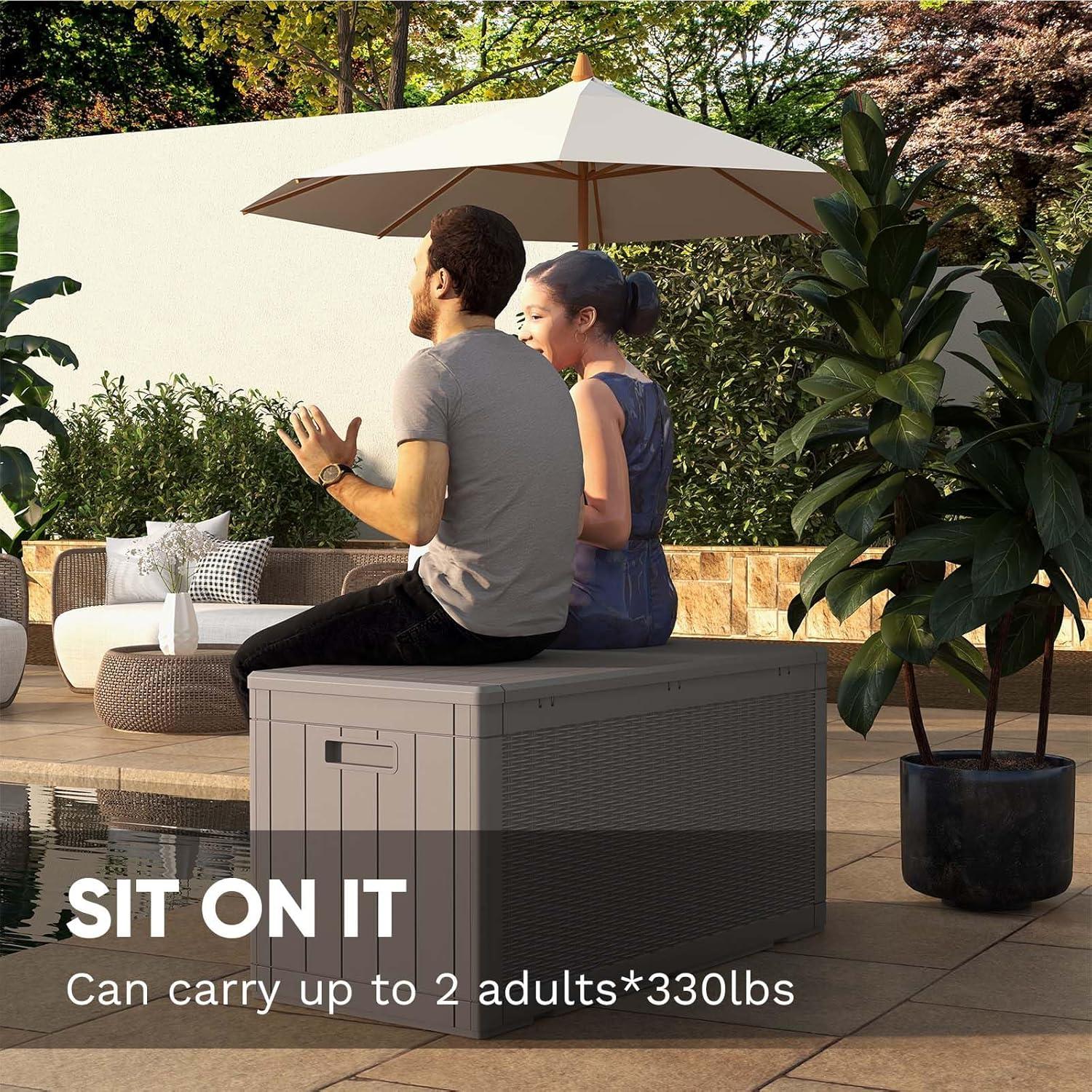 Patiowell 100 Gallons Water Resistant Resin Lockable Deck Box