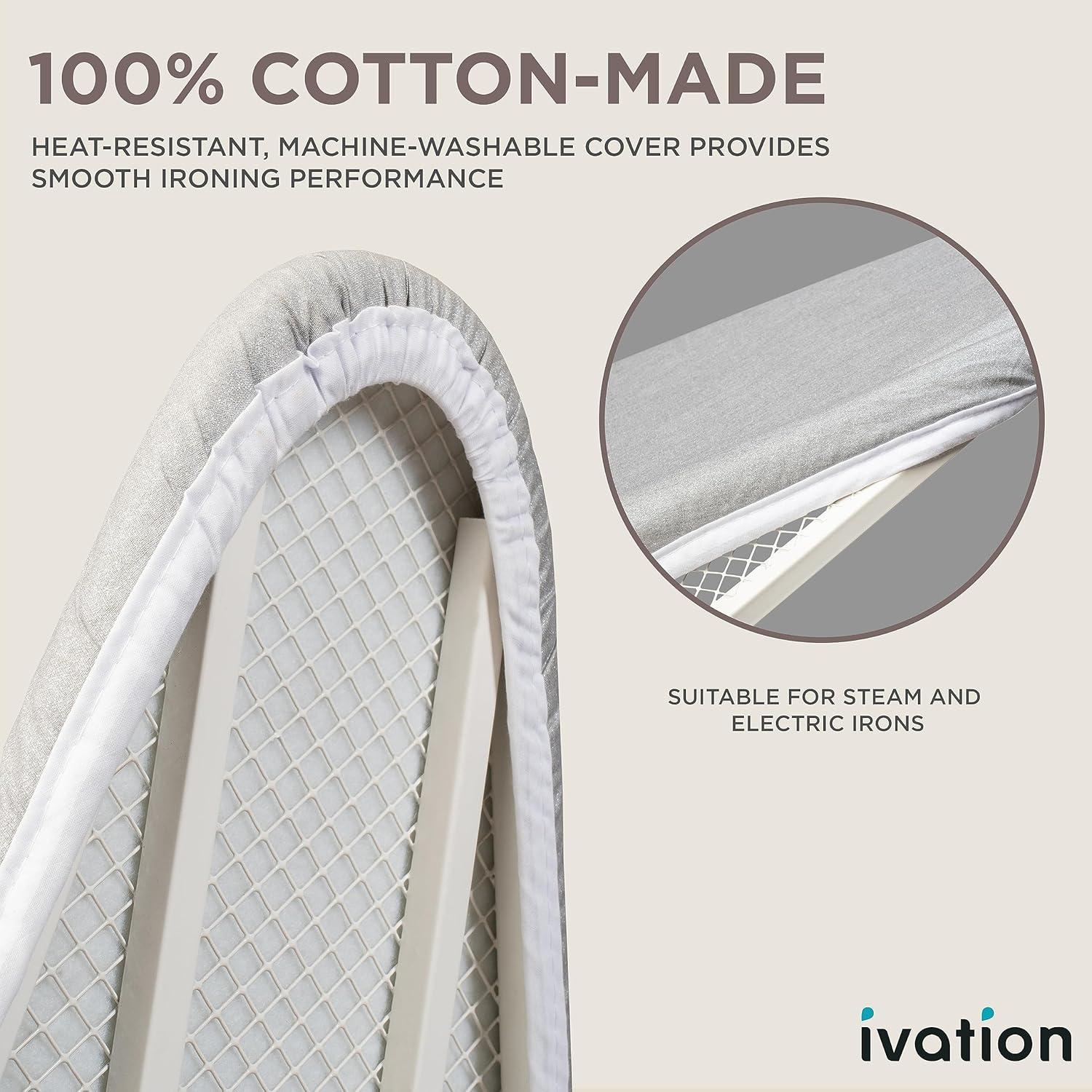 Ivation Ironing Board, Wall Mounted Ironing Board Cabinet W/Left Side Door, Mirror & Lever, White