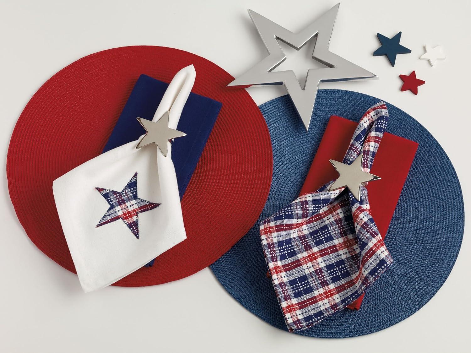 Red Round Braided Placemats Set of 6 for Dining Tables