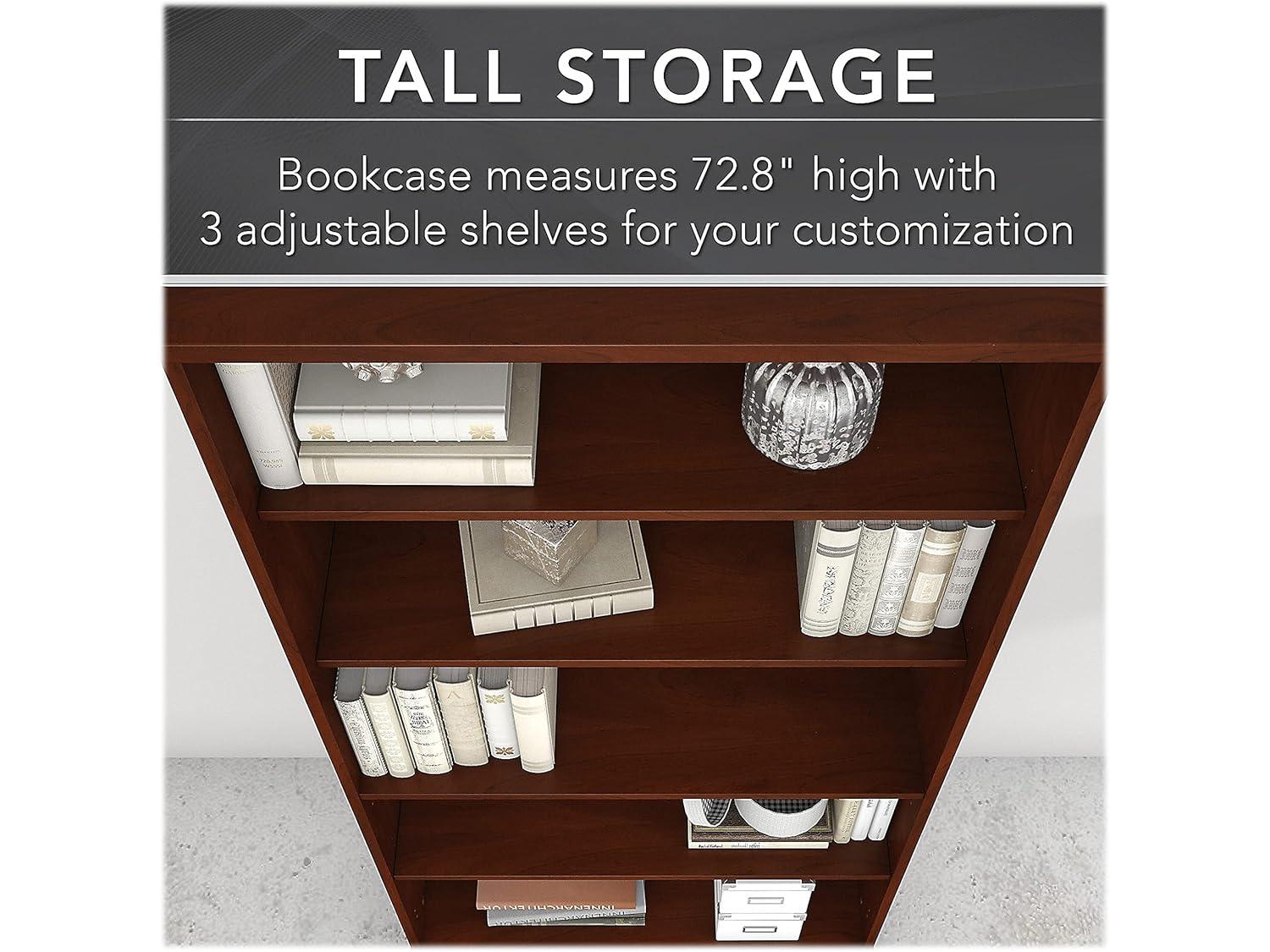 Bush Business Furniture STC015HC 5 Shelf Bookcase with Doors  Hansen Cherry