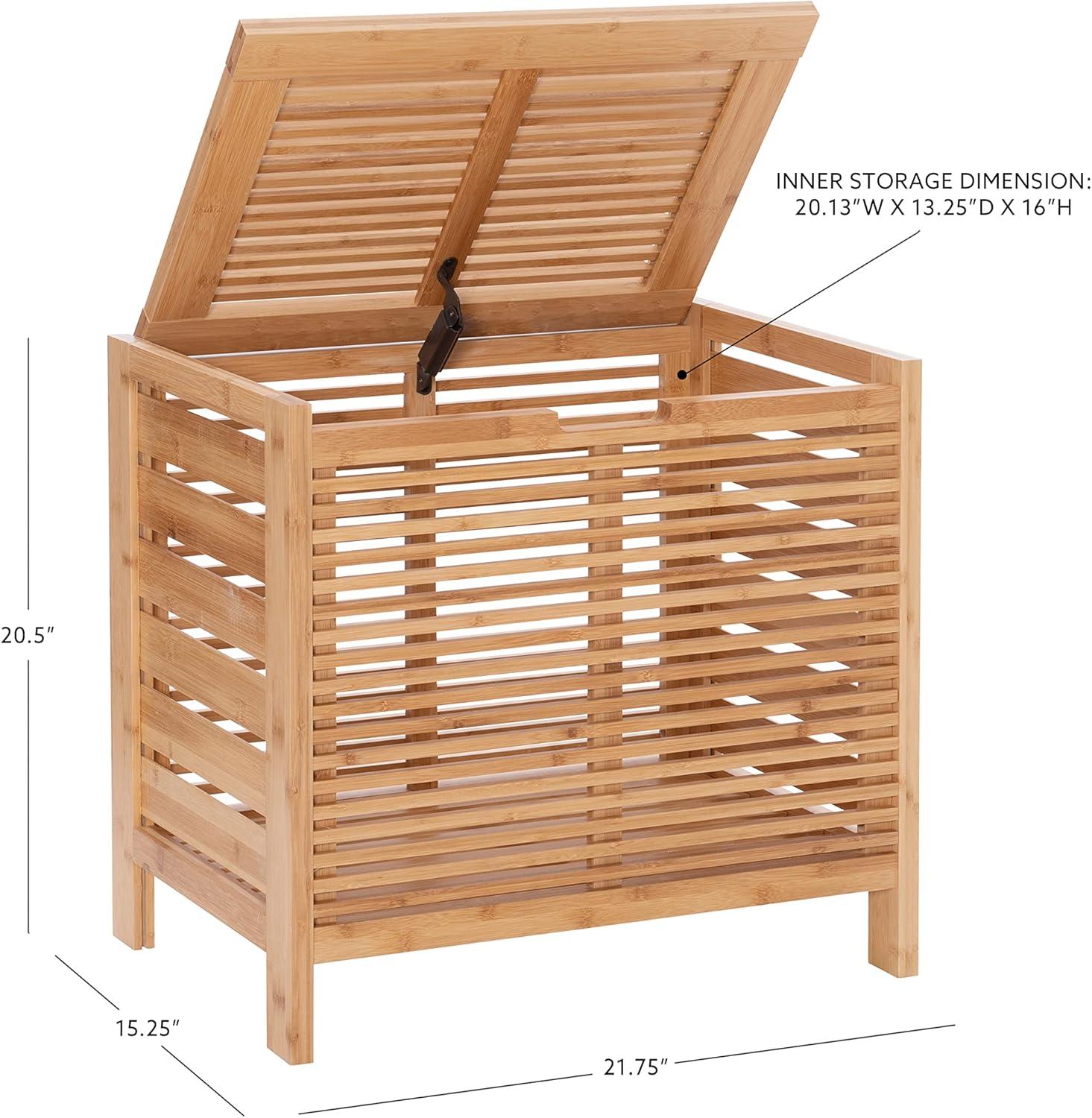 Bracken Natural Bamboo Upright Hamper with Safety Lid