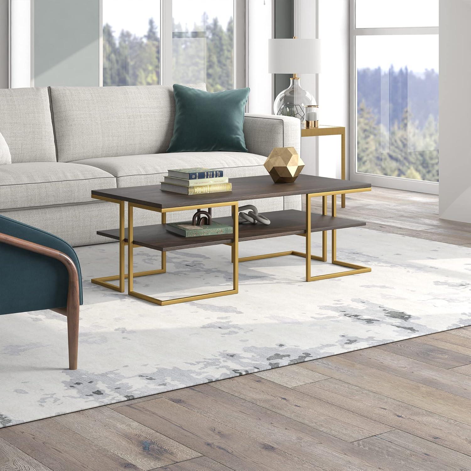 Henn&Hart 45" Gold Coffee Table