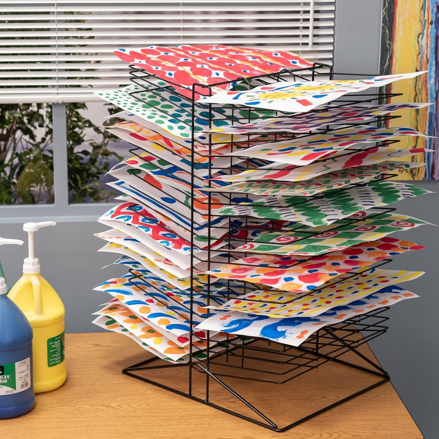 Sax All-Steel Double Sided Wire Drying Rack for Arts and Crafts and Storage, Black, 50 Shelves, 17-1/2 x 20 x 30-3/4 Inches