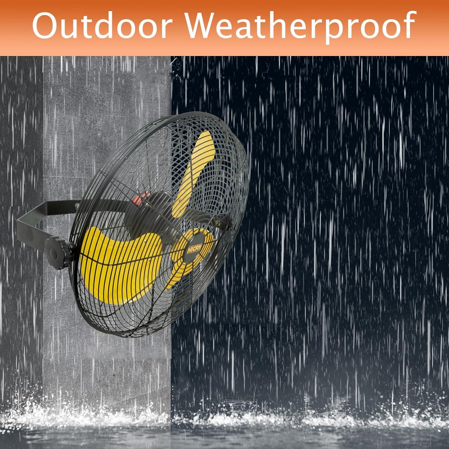 High Velocity Yellow and Black 20-inch Outdoor Wall Mounted Fan