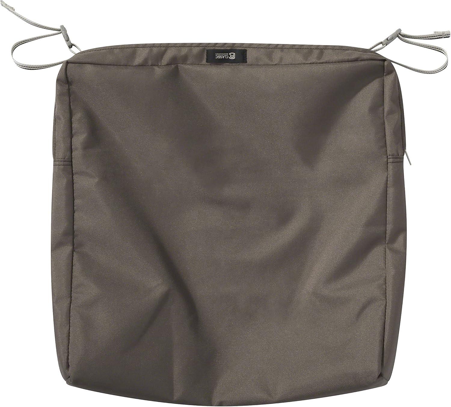 Classic Accessories Ravenna® Square Patio Seat Cushion Slip Cover & Foam - Durable Outdoor Cushion, Dark Taupe, 19"W x 19"D x 3"Thick