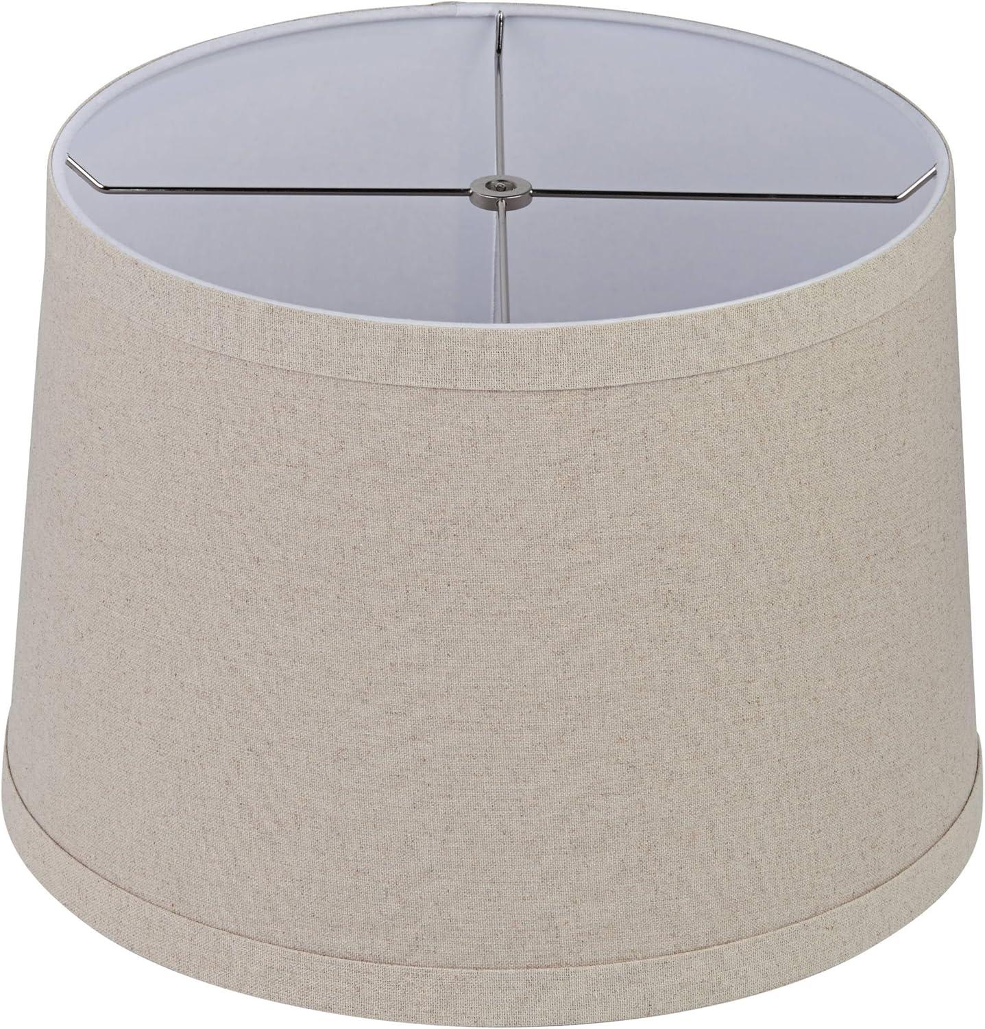 Springcrest Burlap Medium Drum Lamp Shade 14" Top x 16" Bottom x 11" High (Spider) Replacement with Harp and Finial