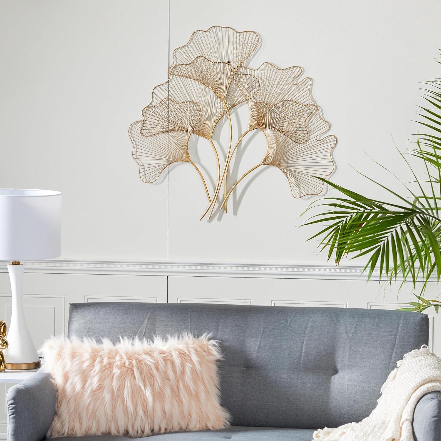 Floral Gold Metal Leaf Wall Décor, 36" X 33"