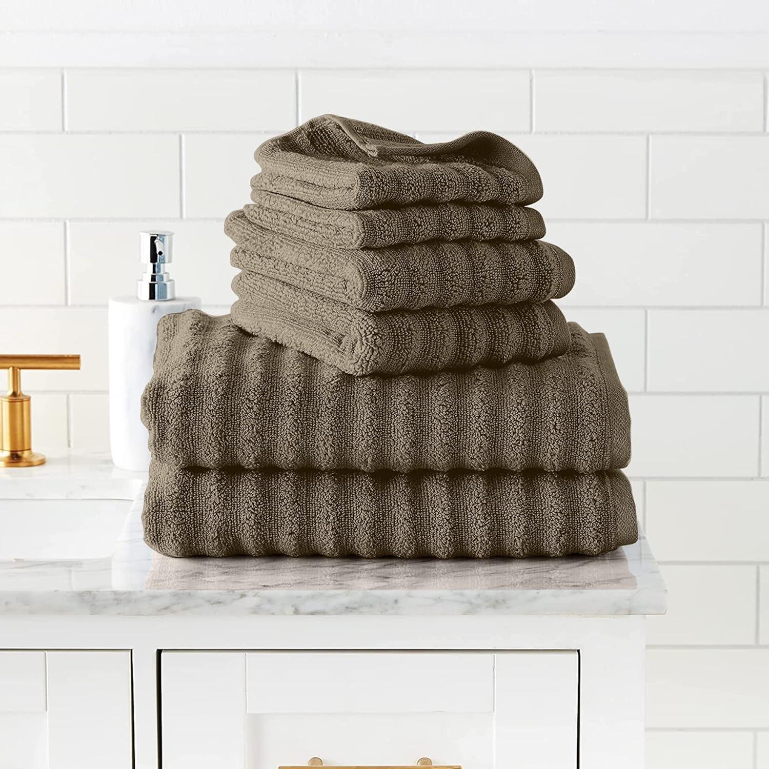 Modern Threads Modern Threads Spa Collection 6-Piece Ultra Soft Quick-Dry 550GSM 100% Combed Cotton Wavy Towel Set