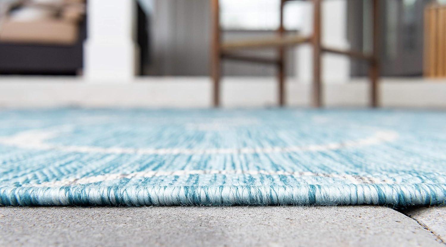 Unique Loom 9' 0 x 12' 2 Rectangle Indoor/Outdoor Botanical Light Aqua Area Rug