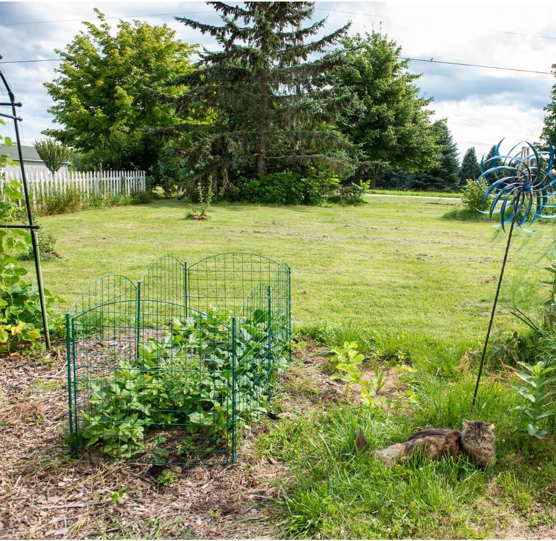 6-Panel Green Iron Garden Fence with Gate