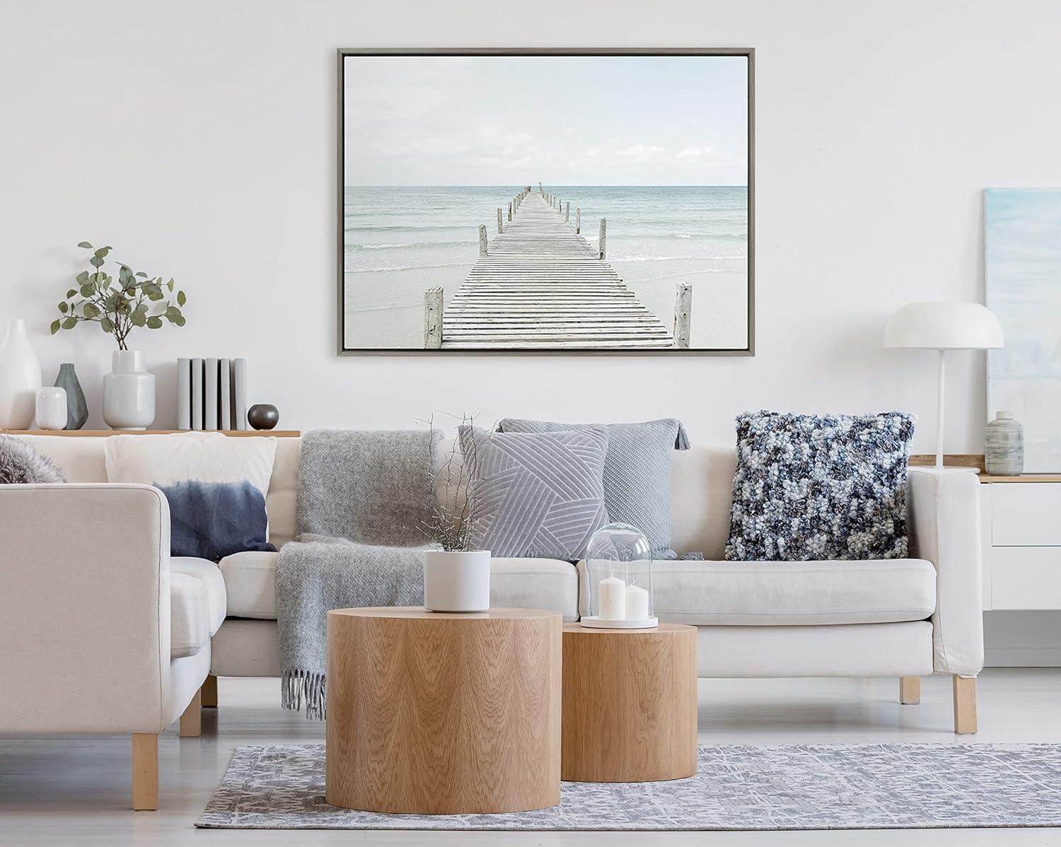 31.5" x 41.5" Sylvie Wooden Pier on Beach Framed Canvas by Amy Peterson Gray - Kate & Laurel All Things Decor