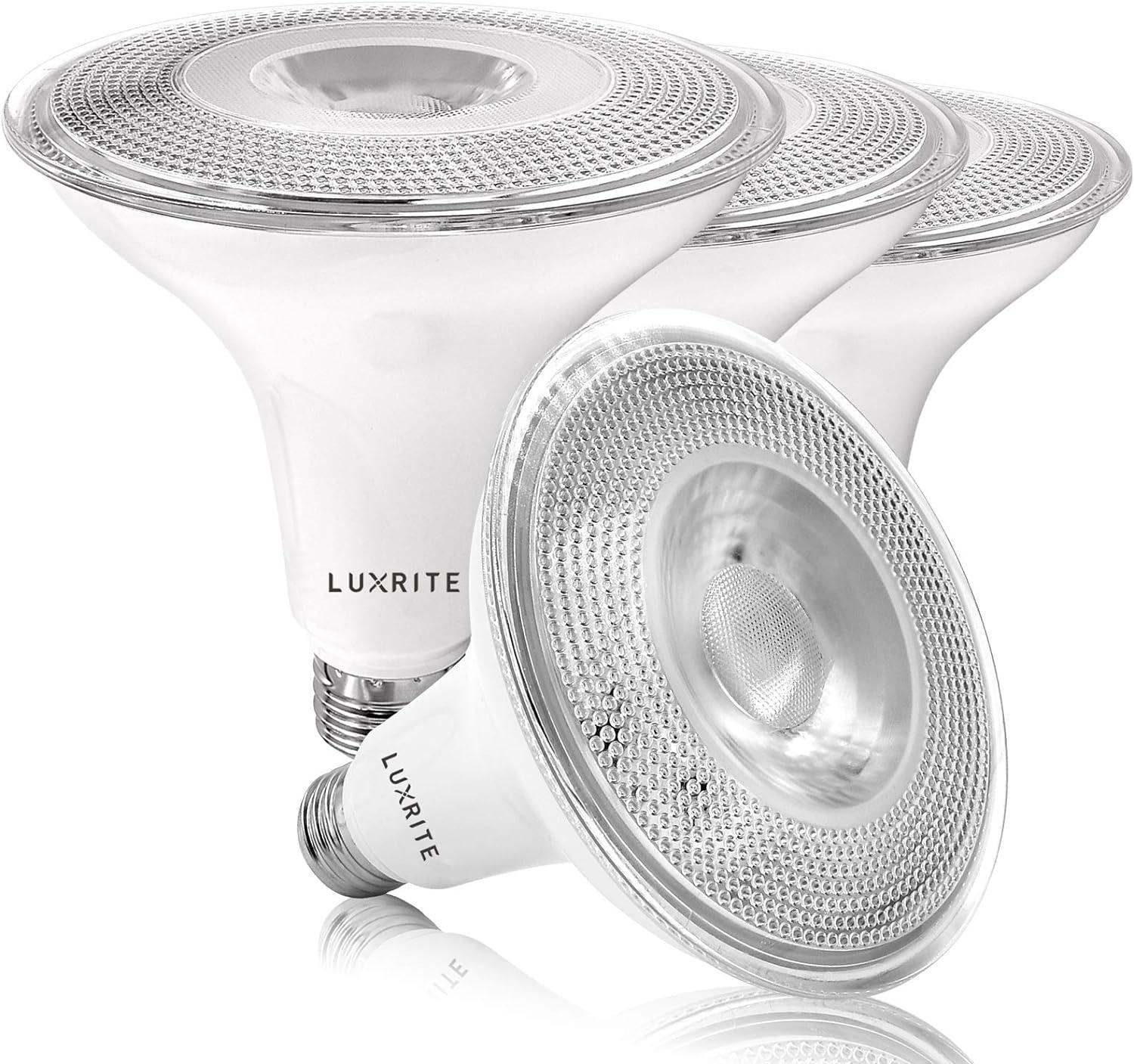 Luxrite White Dimmable PAR38 LED Flood Light Bulbs, 4-Pack