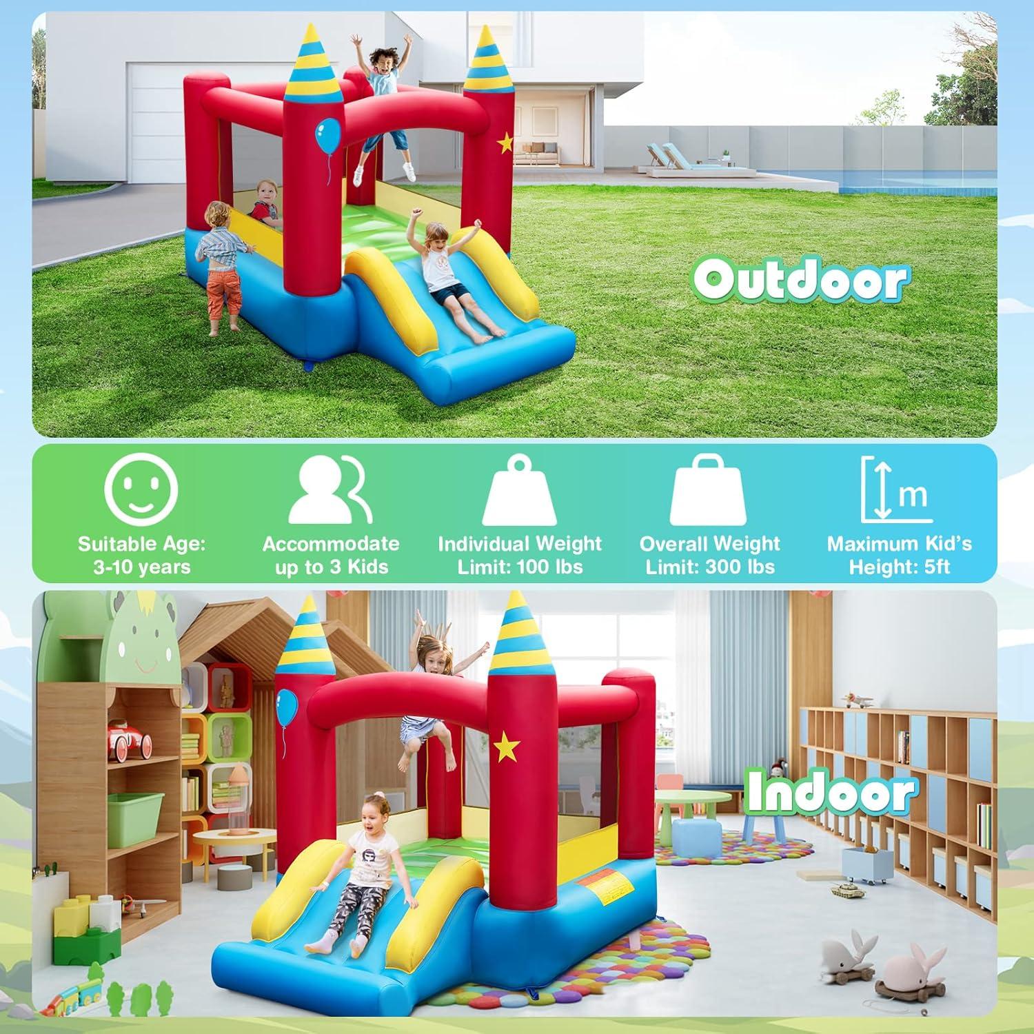 Costway Inflatable Bounce Castle Kids Jumping Bouncer Indoor Outdoor Blower Excluded
