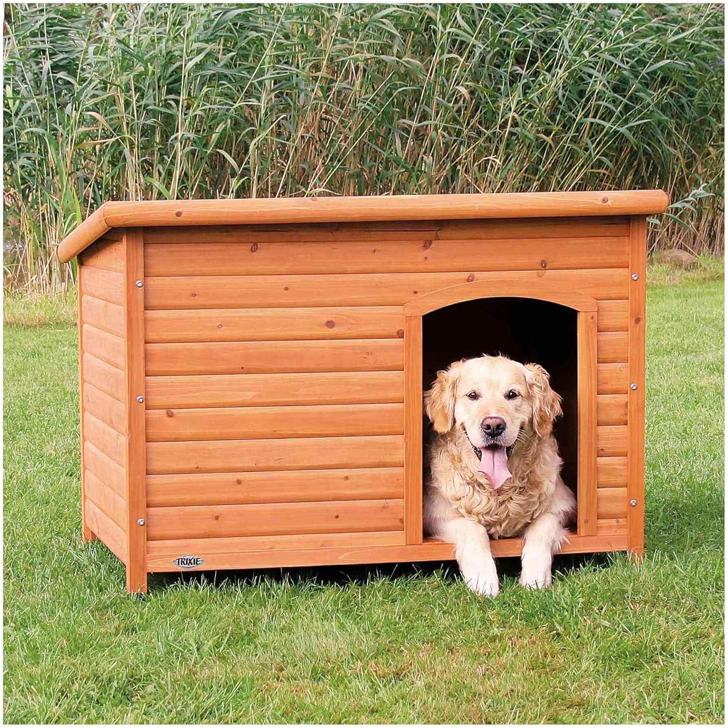 TRIXIE TRIXIE natura Classic Dog House, Flat Hinged Roof, Adjustable Legs, Elevated Pet Shelter