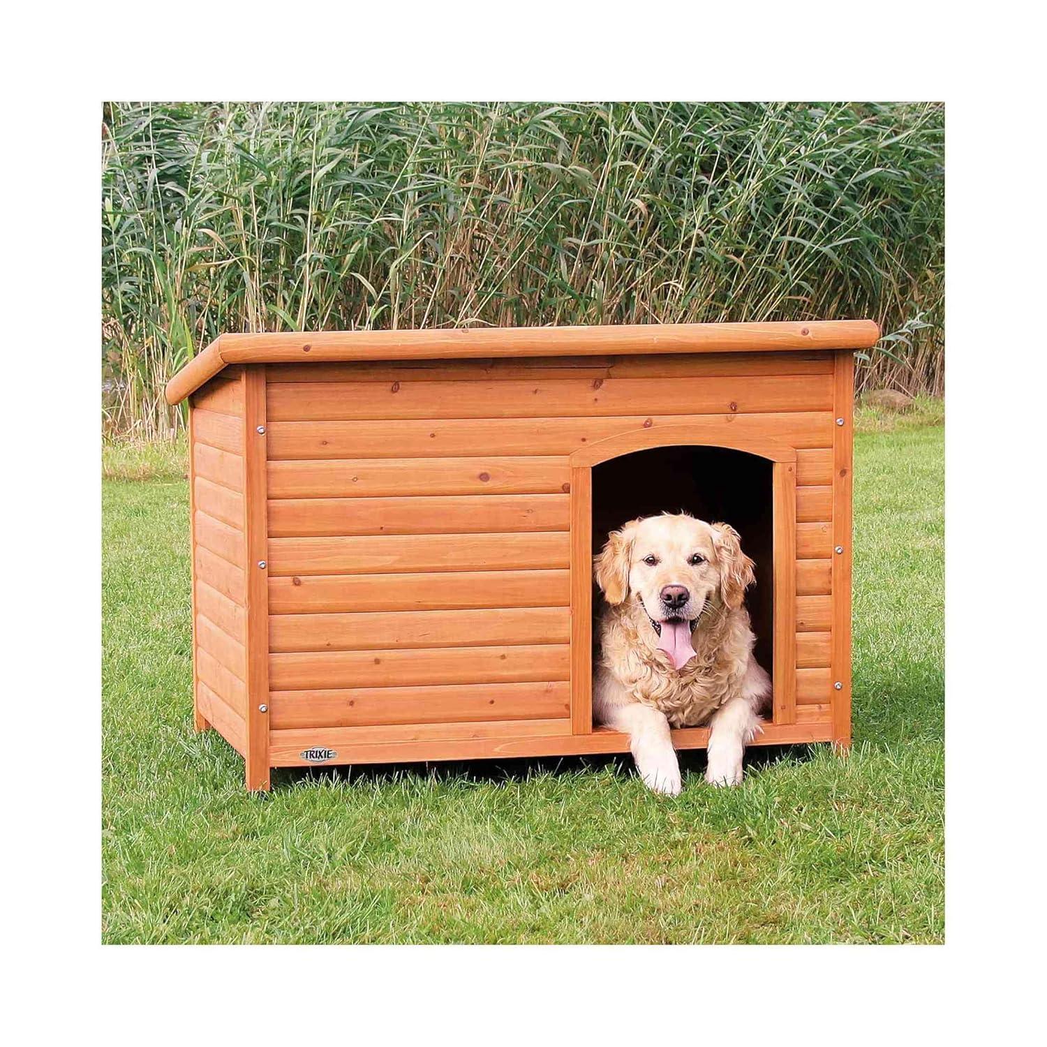 TRIXIE TRIXIE natura Classic Dog House, Flat Hinged Roof, Adjustable Legs, Elevated Pet Shelter