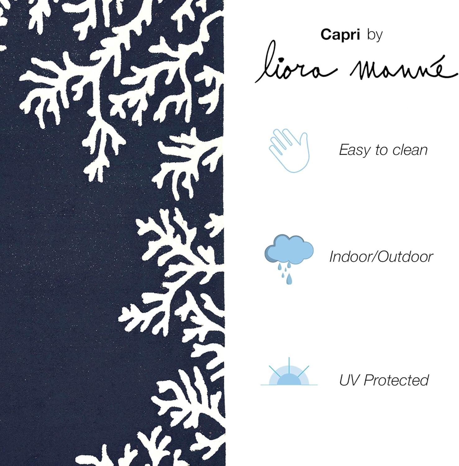 Liora Manne Capri Coral Border Indoor Outdoor Area Rug Navy