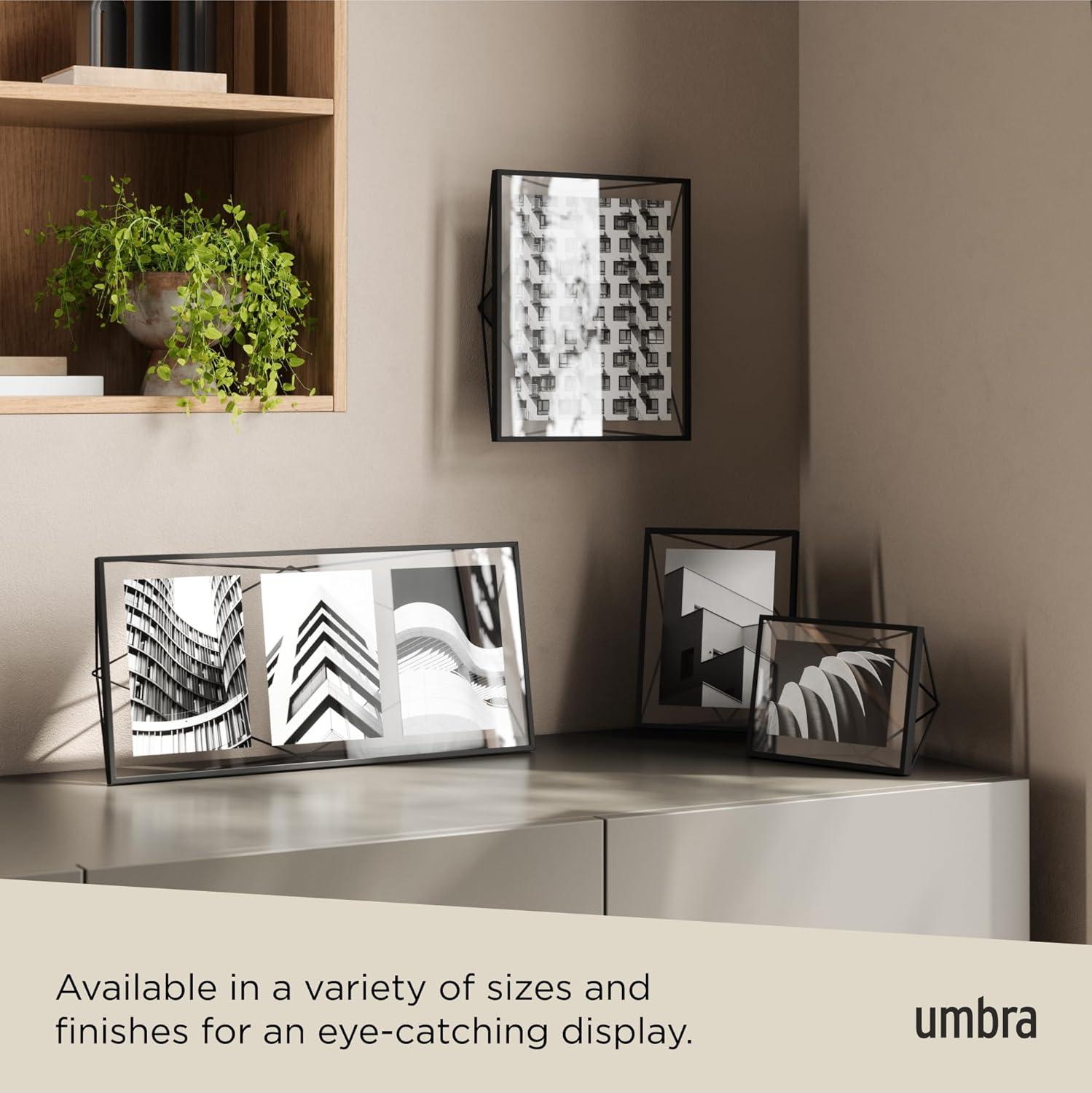 Umbra Prisma Picture Frame, 5x7 Metal Photo Display for Desk or Wall, 5" x 7", Black