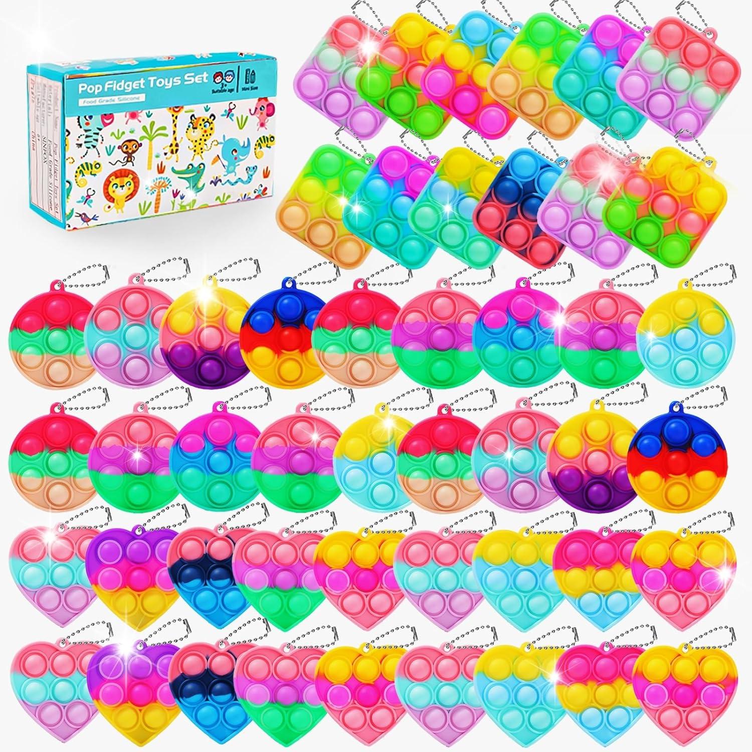 57PCS Party Favors for Kids, Fidget Toys Bulk Its Birthday Party Favors for Toddlers, Small Classroom Prizes Box Fidgets Toys, Goodie Bag Stuffers, Treasure Chest, Bubbles Poppers