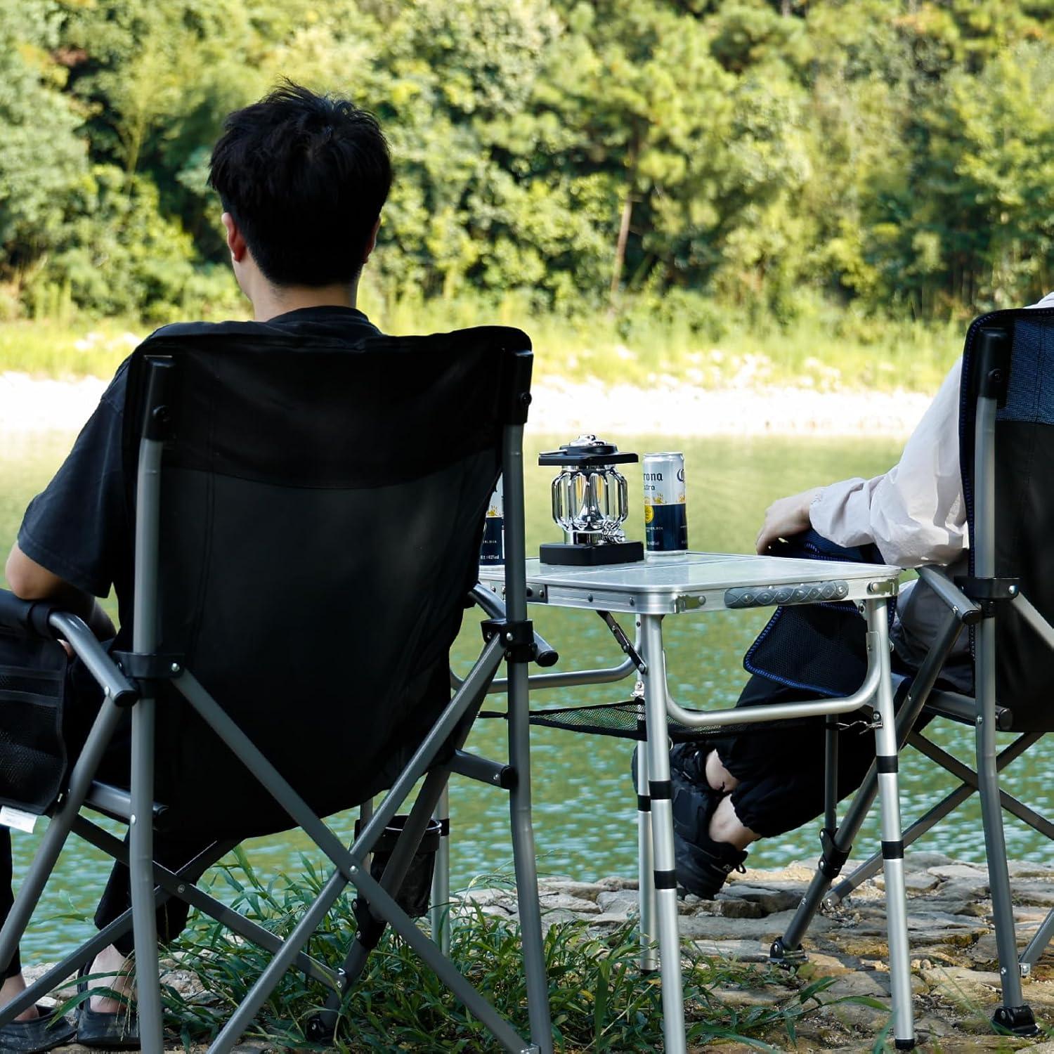 Small Folding Table 2FT Lightweight Portable Aluminum Camping Table for Picnic and Camping Mini Foldable with Adjustable Extended Height,Silver